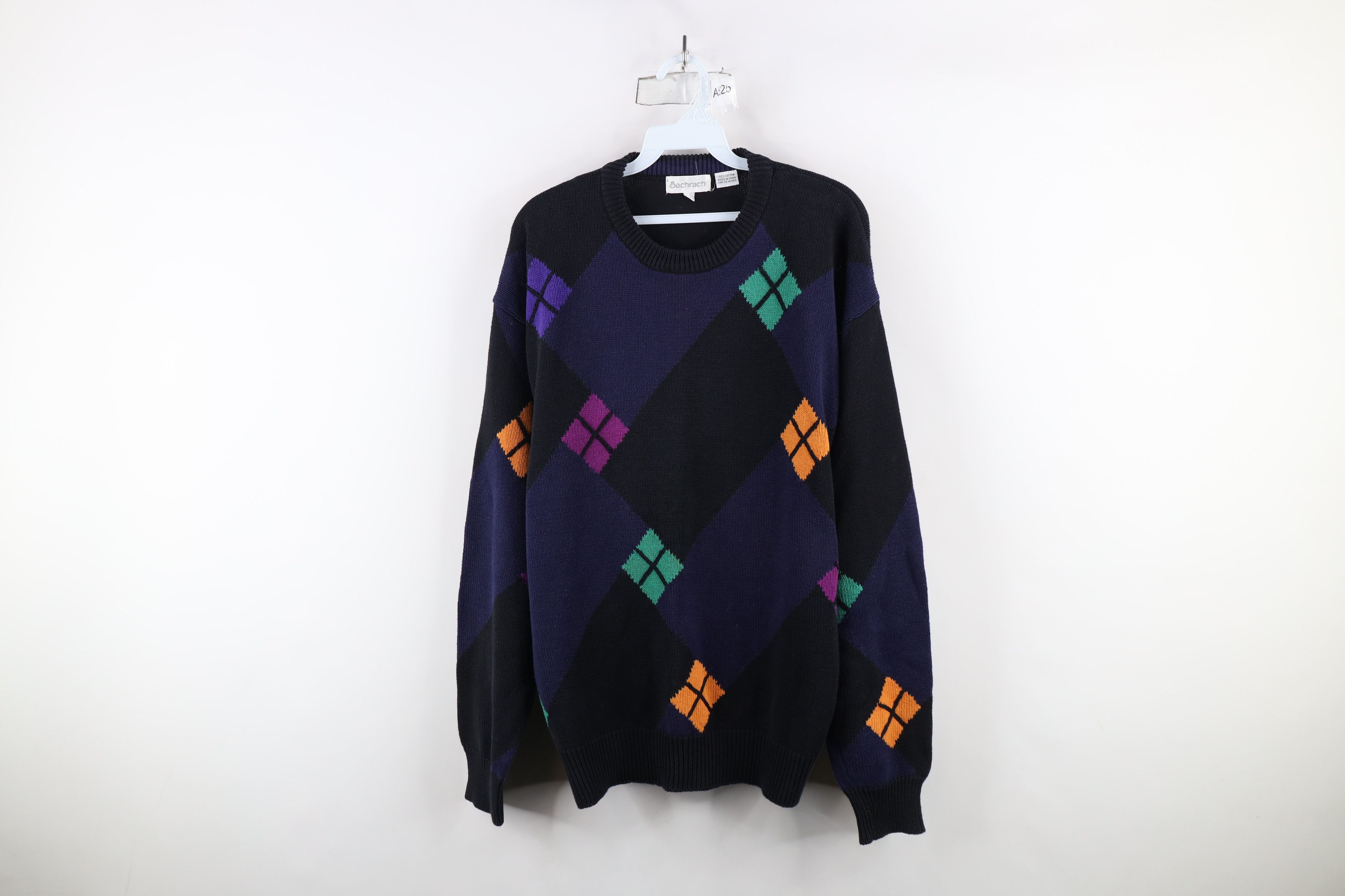 Vintage Vintage 90s Streetwear Argyle Diamond Knit Crewneck Sweater Size US L / EU 52-54 / 3 - 1 Thumbnail