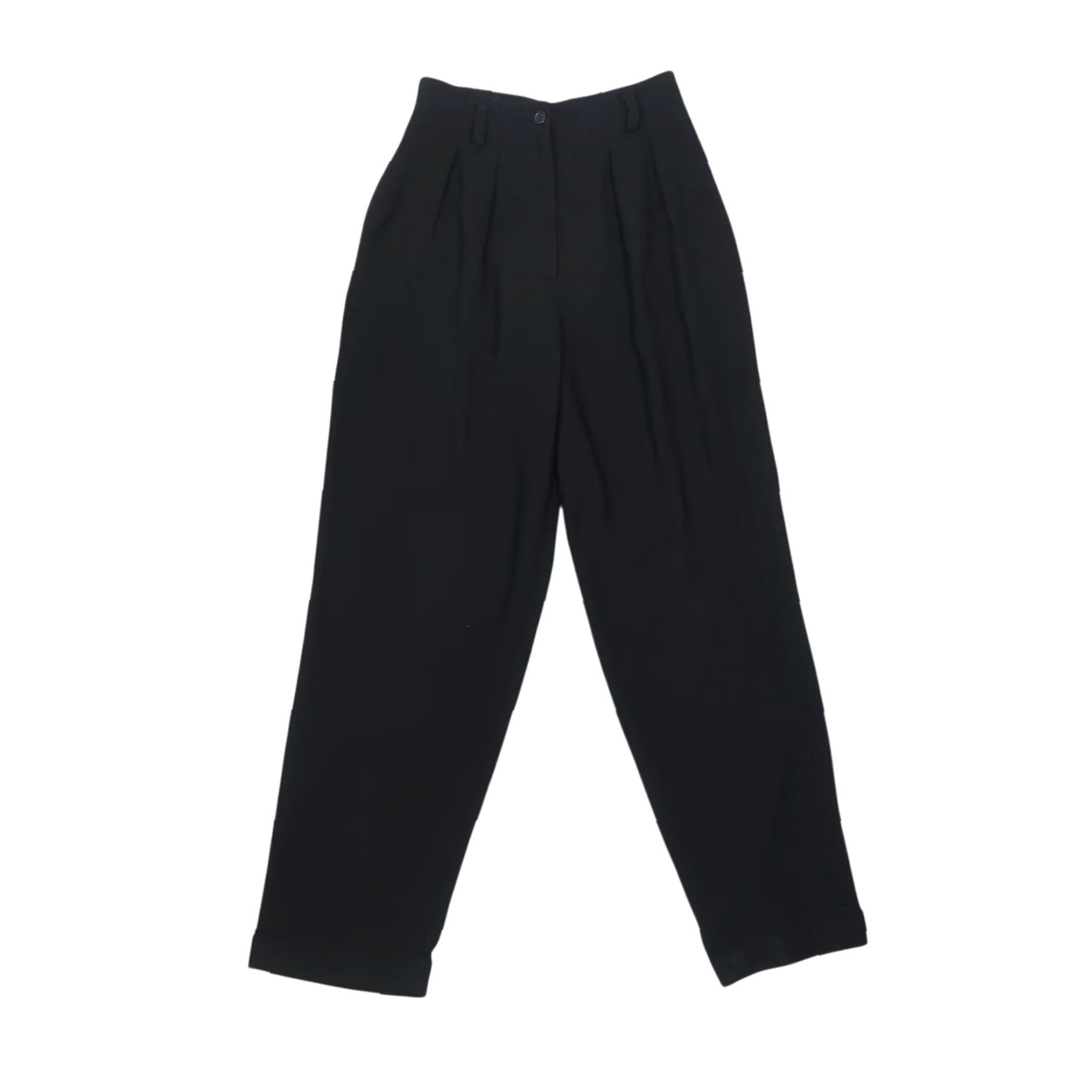 Vintage VINTAGE Preview Black High Rise Pleat Front Straight Leg Pants 24" 90s Workwear Womens Size 26" / US 2 / IT 38 - 3 Thumbnail