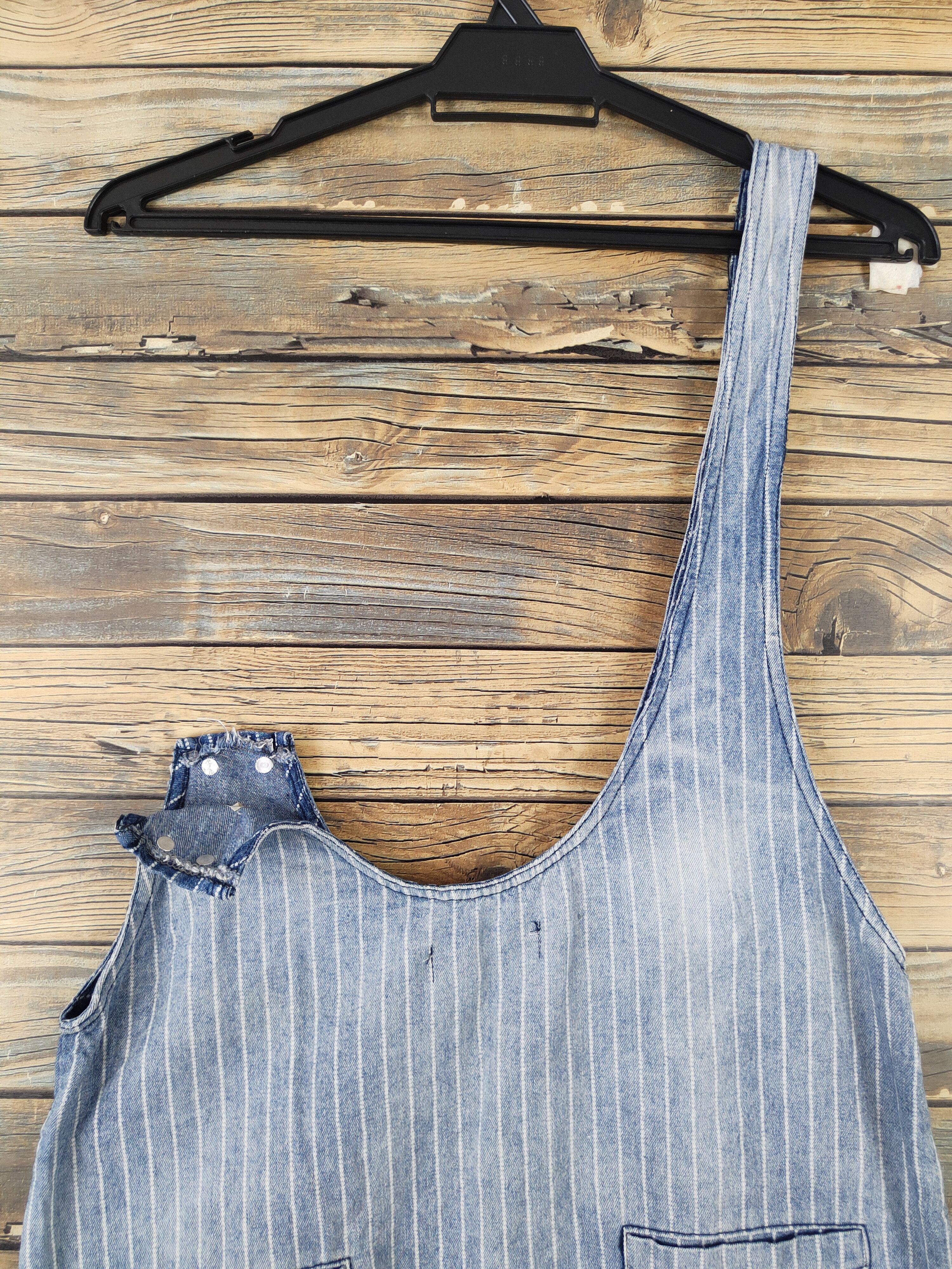 Japanese Brand × Vintage Vintage item 🔥Ief Blue Denim Half Shoulder Skirt Jumpsuits Size 37" - 7 Thumbnail