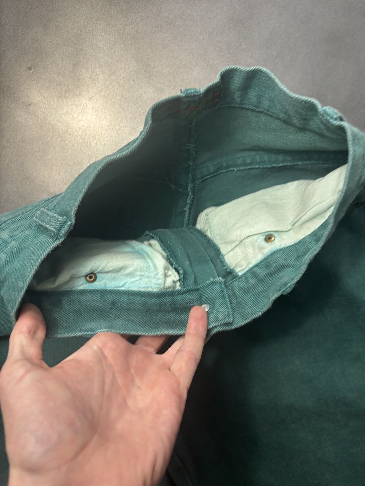 Vintage Vintage Jeans Shorts 90s Green Denim Faded Vintage Jorts Size US 27 - 5 Thumbnail