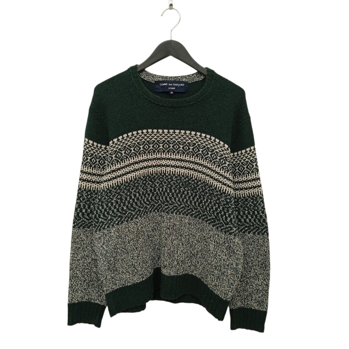 Comme des Garcons Homme Nordic Isle Elbow Patch Wool Knit Sweater Size US M / EU 48-50 / 2 - 2 Thumbnail