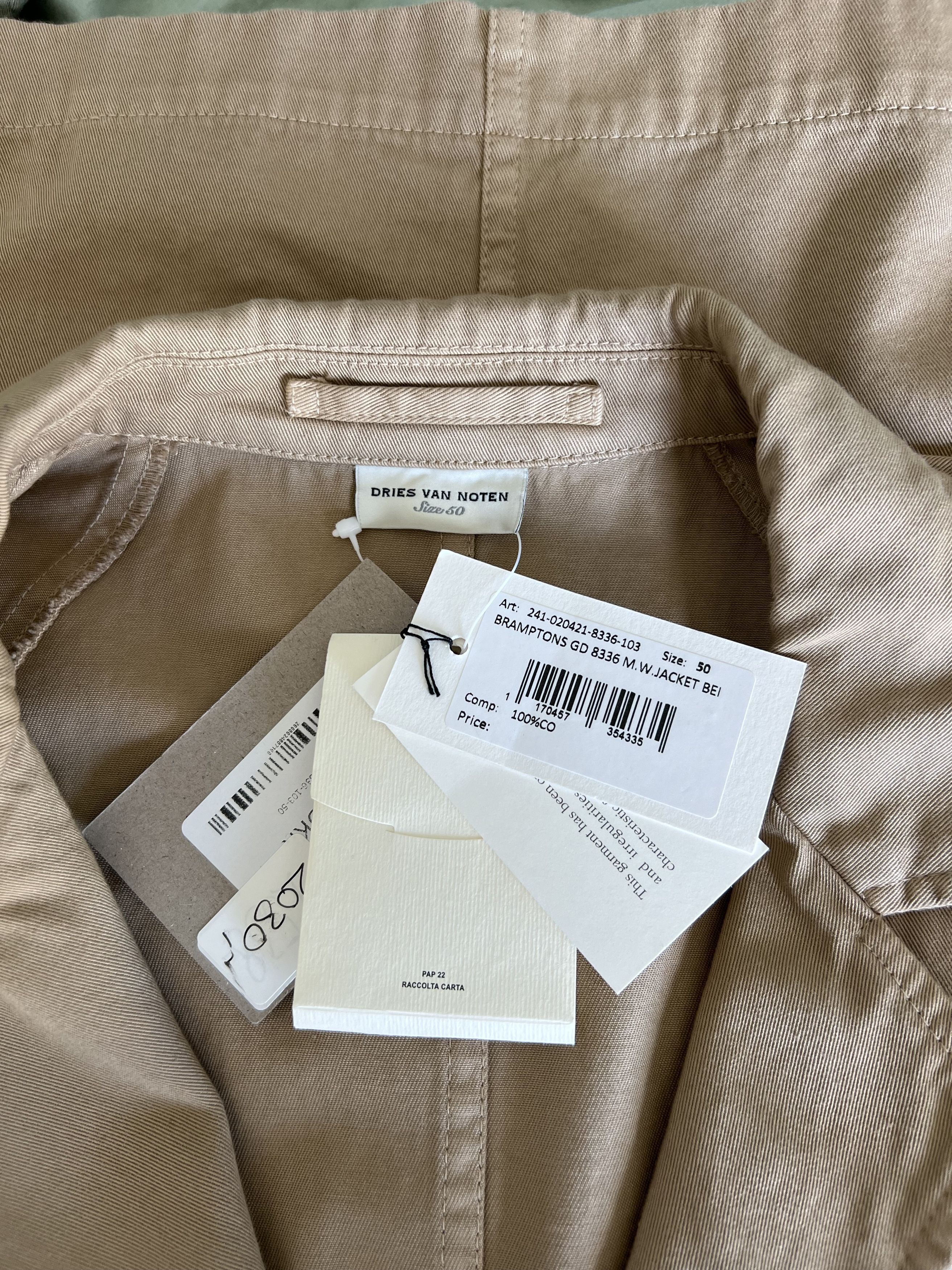 Dries Van Noten Dries Van Noten Bramptons Twill Jacket in Beige Size US M / EU 48-50 / 2 - 8 Thumbnail