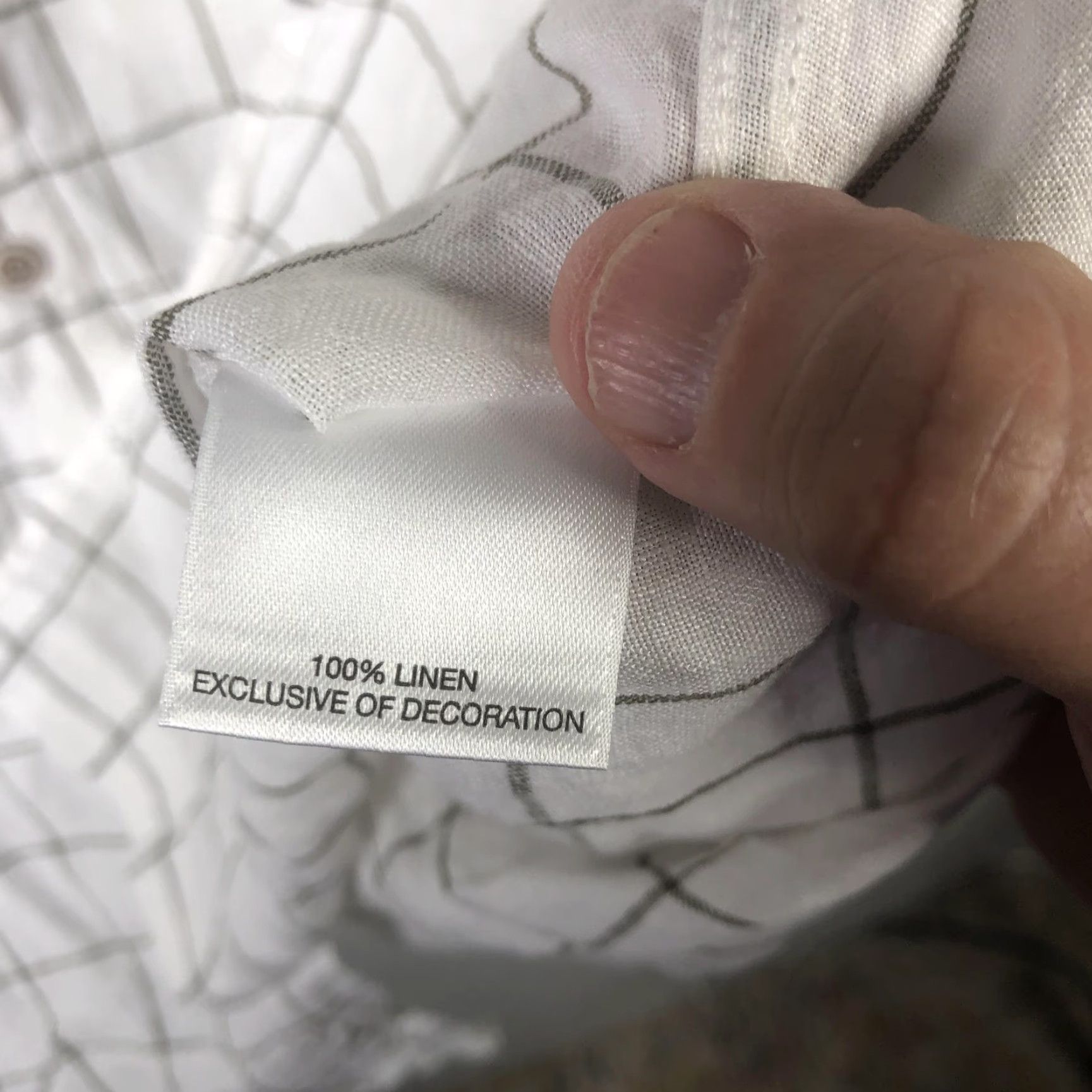 Cremieux Cremieux Collection Shirt Mens Large White Linen Windowpane Elbow Patch Casual Size US L / EU 52-54 / 3 - 7 Thumbnail