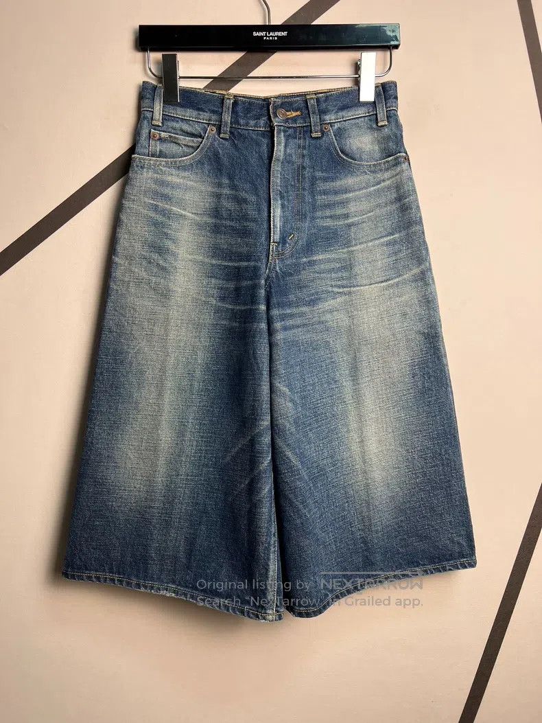Celine Celine Washed Blue Straight Leg Wide Leg Flare 5-inch Jean Size US 26 / EU 42 - 1 Thumbnail