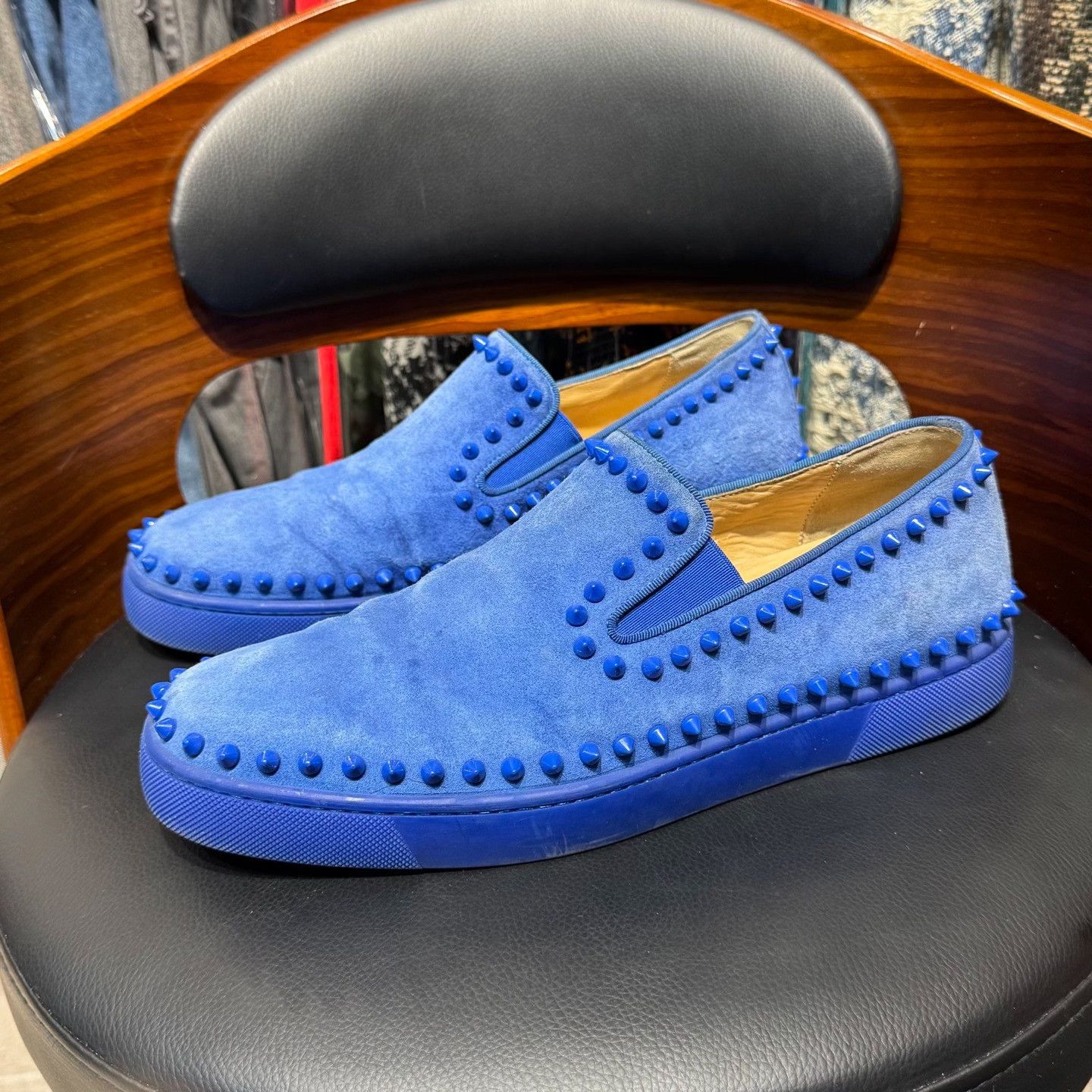 Christian Louboutin Christian Louboutin Velvet Blue Lowtop Sneakers 9.5 Men Size US 9.5 / EU 42-43 - 1 Thumbnail