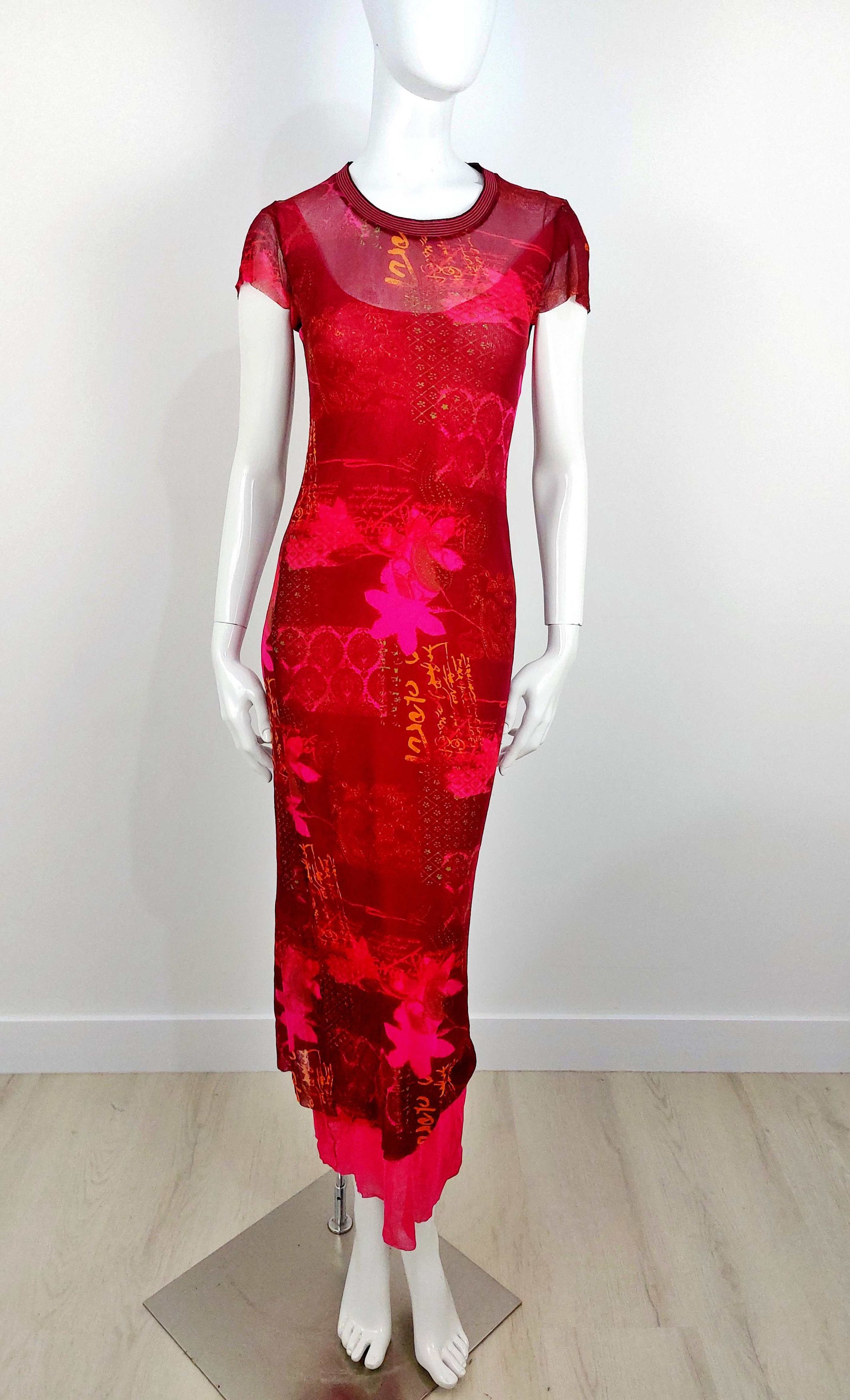 Kenzo Kenzo Jeans Mesh Floral Tattoo Graffiti Sheer Maxi Dress Size L / US 10 / IT 46 - 7 Thumbnail