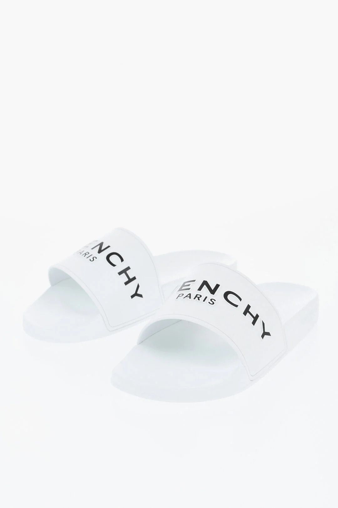 og1mm0326 Logo Rubber Slides in White
