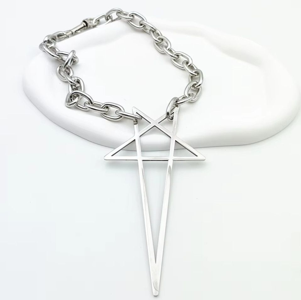 Japanese Brand × Vintage Pentacle Pendant Necklace Gothic Star Chain Choker Y2K Size ONE SIZE - 6 Thumbnail