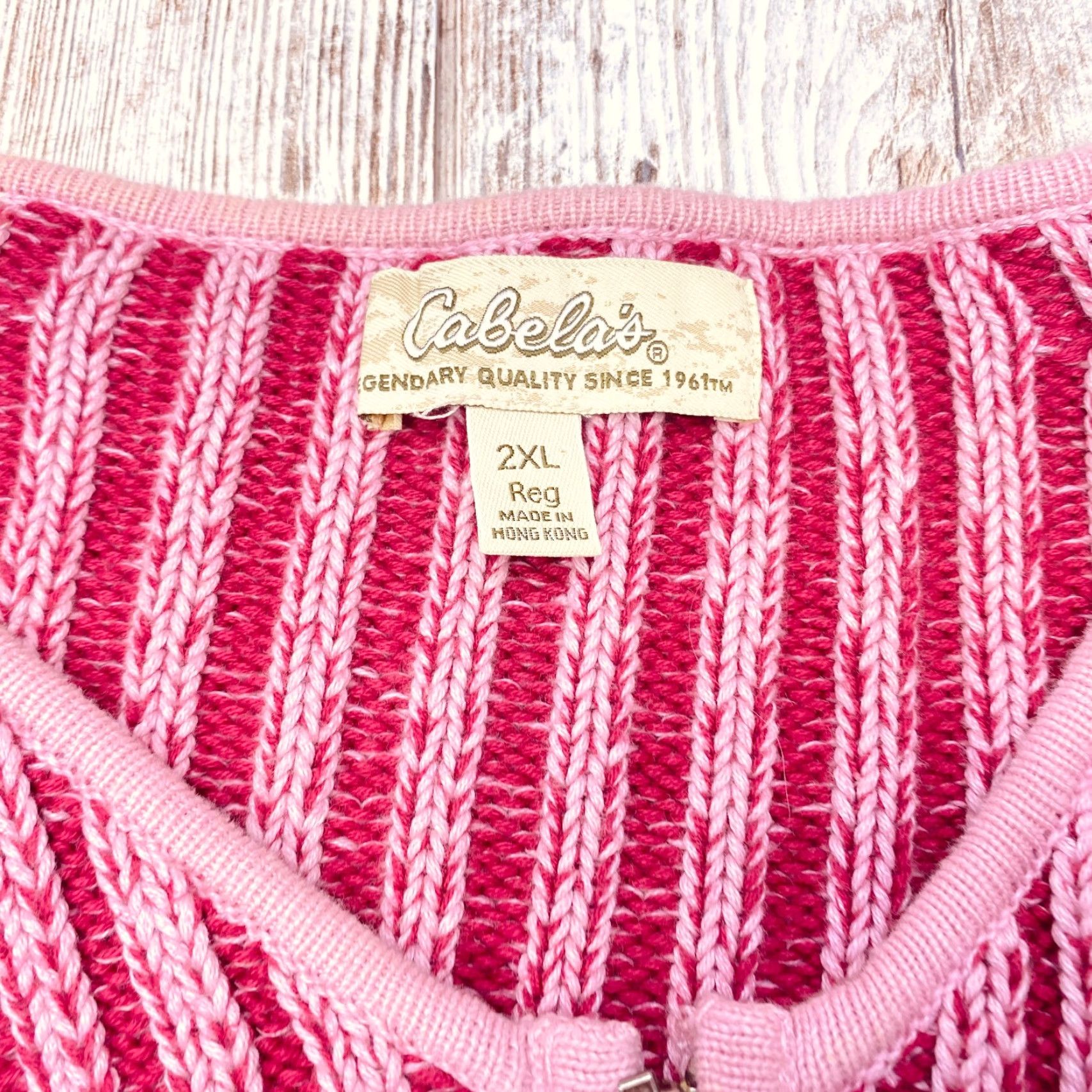 Vintage VINTAGE Cabela's Women’s Cardigan Sweater 2XL Full Zip Cable Knit Pink Hong Kong Size XXL / US 16-18 / IT 52-54 - 5 Thumbnail