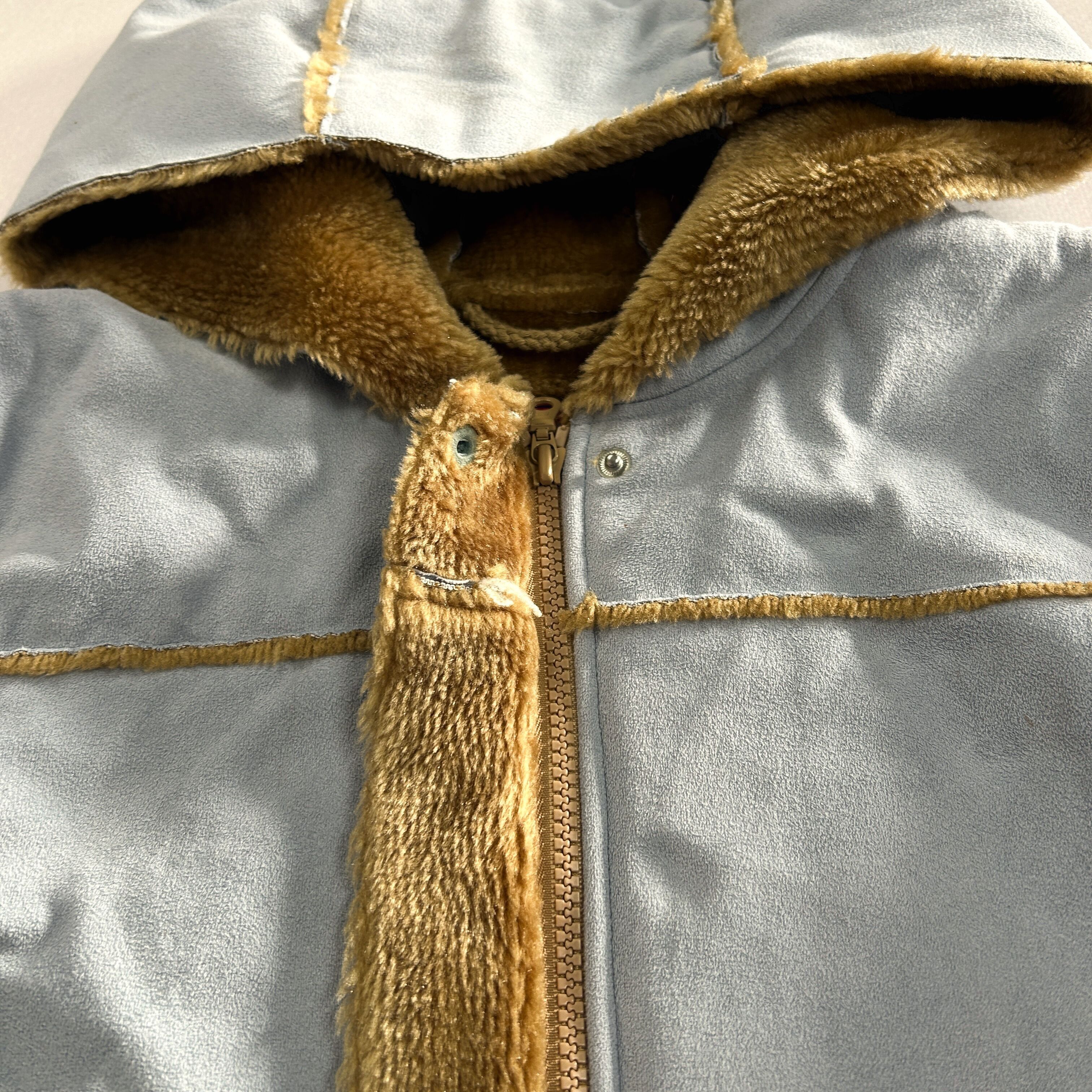 Yohji Yamamoto Cropped Shearling Jacket Blue Fur Lined Y2K Coquette Core Size US S / EU 44-46 / 1 - 7 Thumbnail