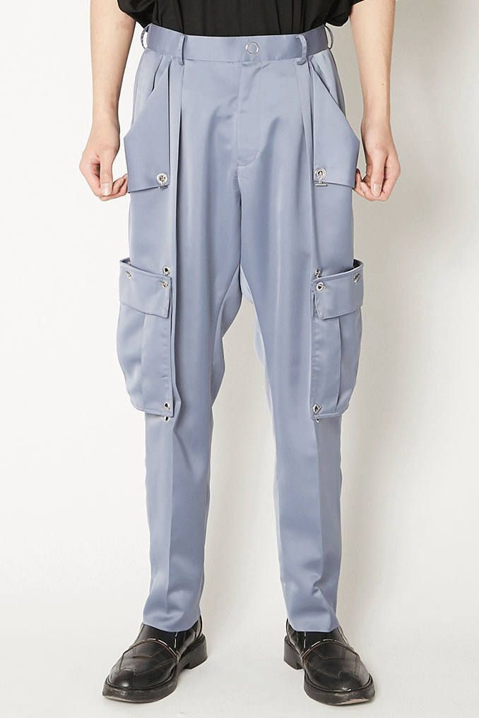 image of Taakk Taaakk Satin Cargo Pants in Light Blue, Men's (Size 32)