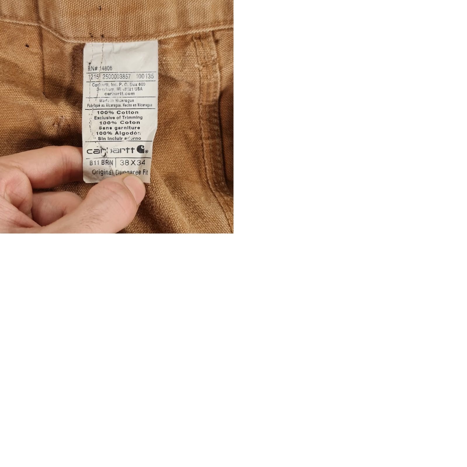 Carhartt Carhartt Mens Trousers Canvas Brown W38 L29 Carpenter Fit Dungaree Pants B11 BRN Size US 38 / EU 54 - 9 Thumbnail