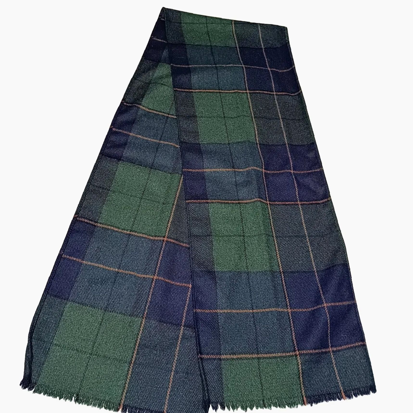 Vintage VINTAGE Unisex Wool Blend Plaid Tartan Rectangle Scarf 10.5x63 Fall Winter Fringe Size ONE SIZE - 2 Thumbnail
