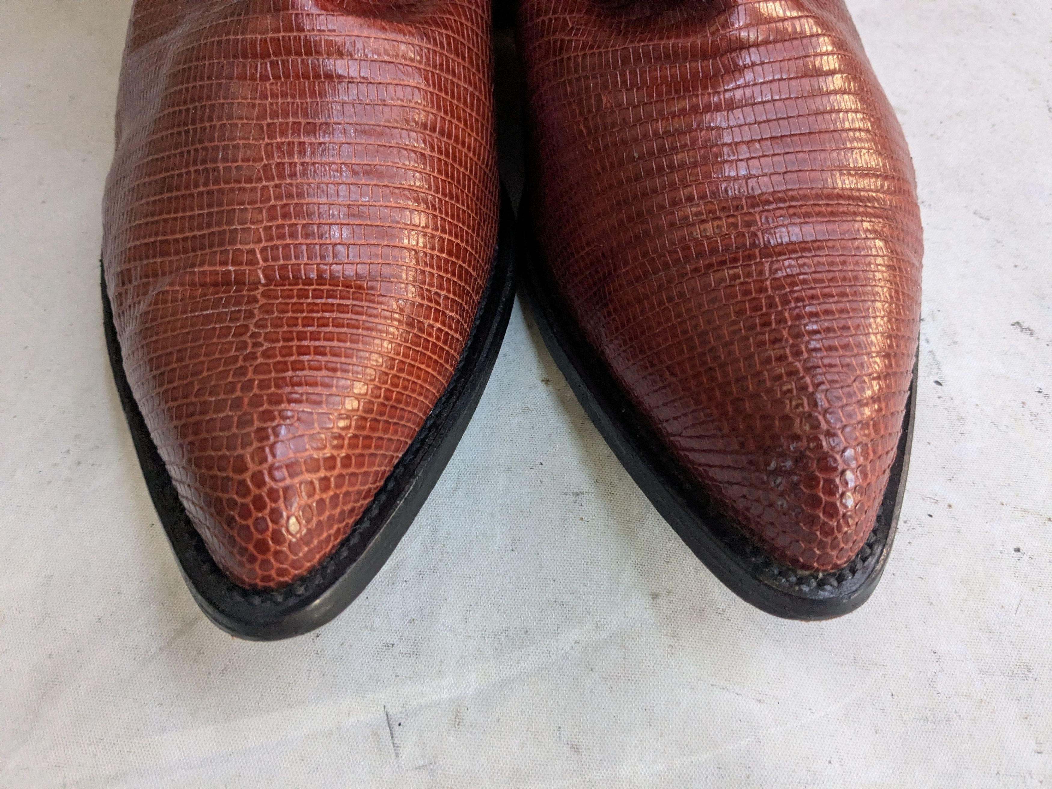 Genuine Leather Lizard Cowboy Boots Brown 11.5 EE Wide Mexico Botas Western Size US 11.5 / EU 44-45 - 2 Thumbnail