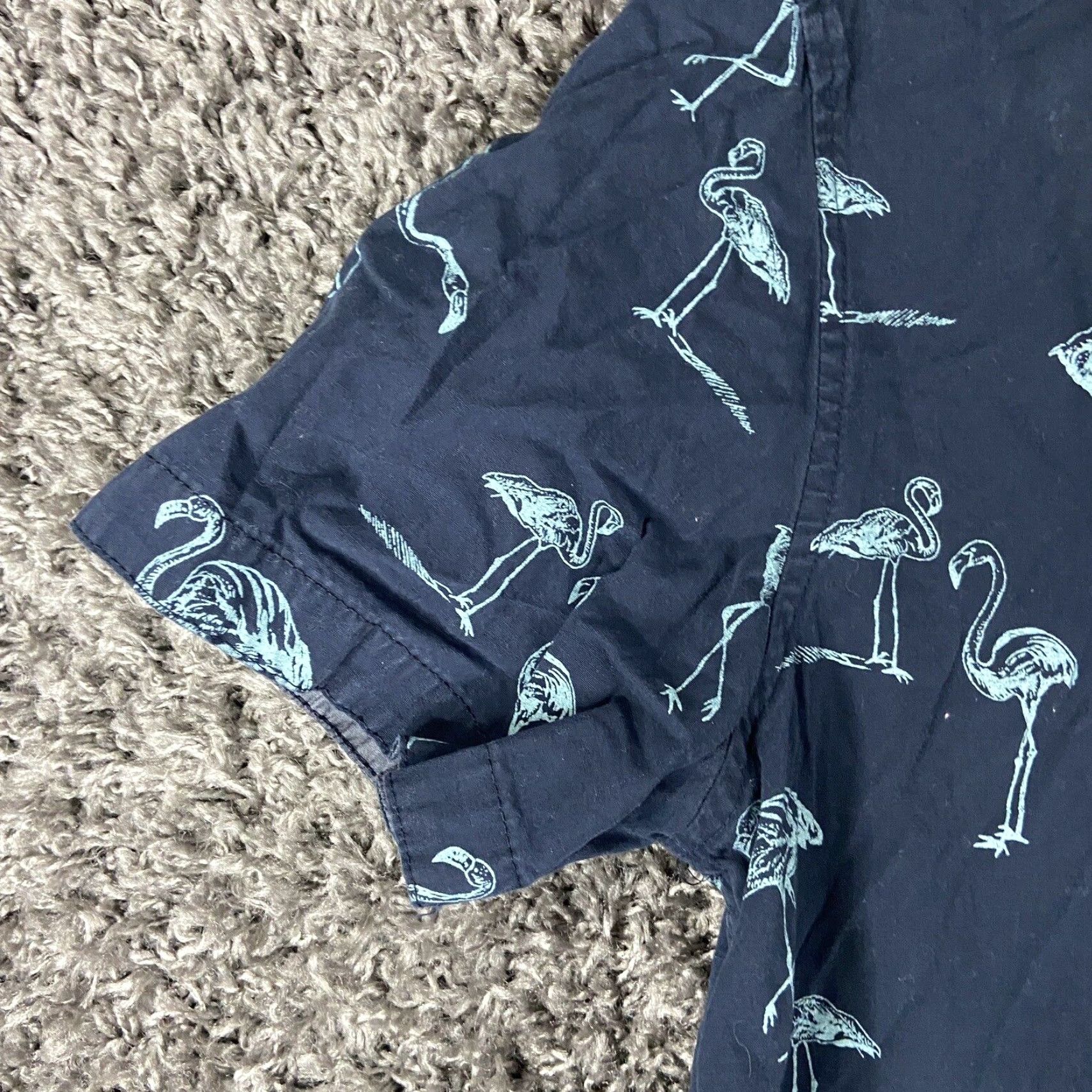 Vintage VINTAGE Sunrise Kingdom Button-Up Shirt Blue Flamingo Short Sleeve Men S Small Size US 29 - 3 Thumbnail