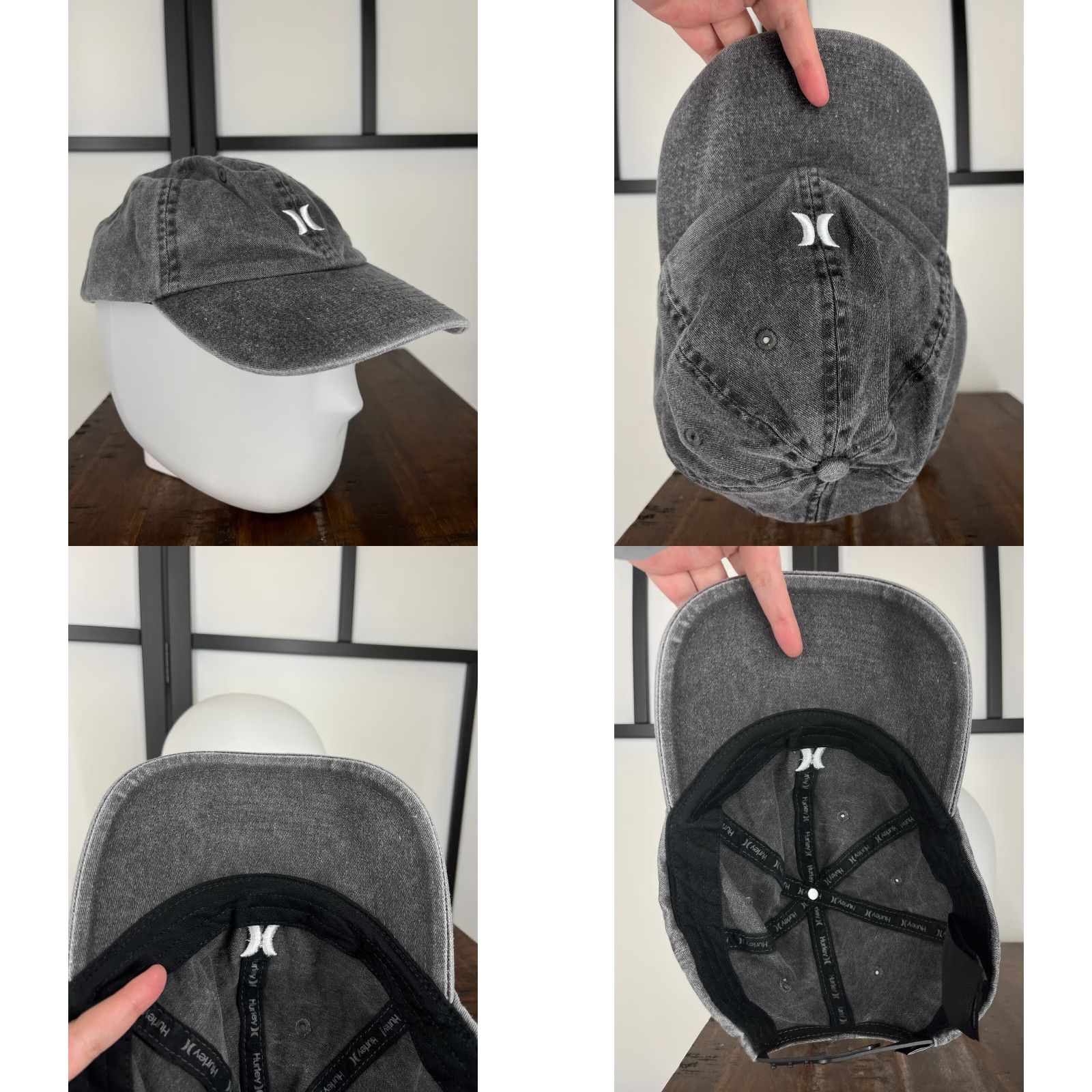 Hurley Hurley Hat Cap Snap Back Adult One Size Gray Denim Look 100% Cotton Skate Twill Size ONE SIZE - 8 Thumbnail