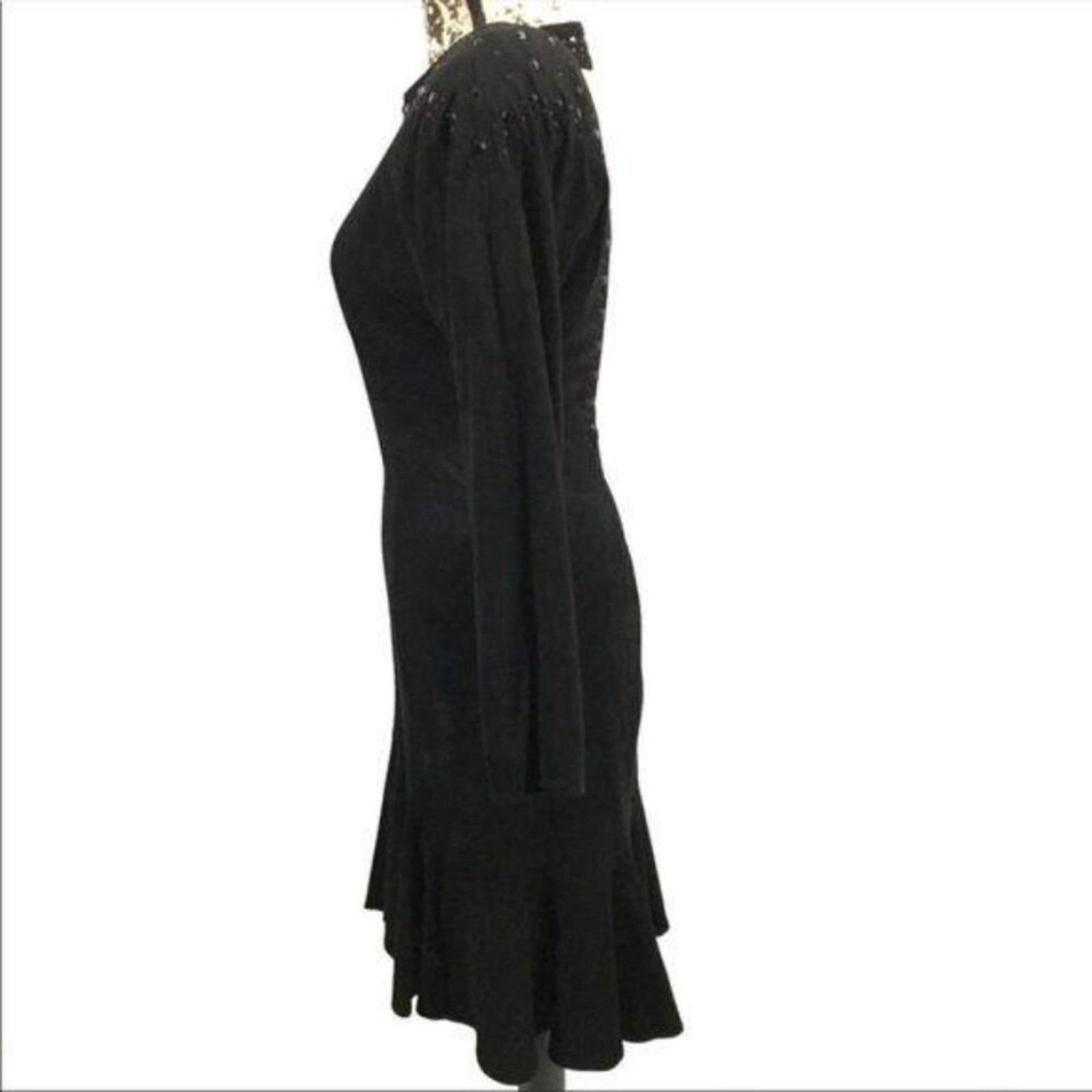 Vintage Vakko Black Suede Plunging Back Rhinestone Womens Size 6 Size M / US 6-8 / IT 42-44 - 3 Thumbnail