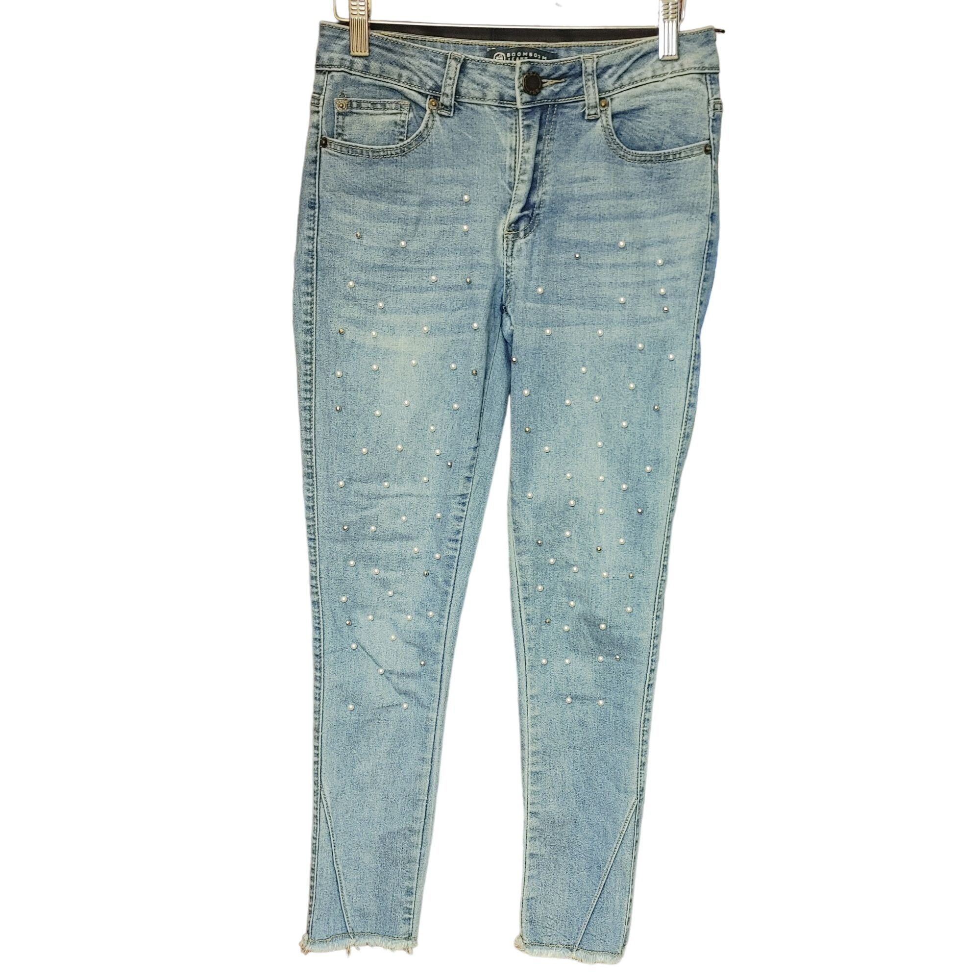 Other BoomBoom Jeans Women's Light Blue Beaded Pattern Ankle Cut P Size 27" / US 4 / IT 40 - 1 Thumbnail
