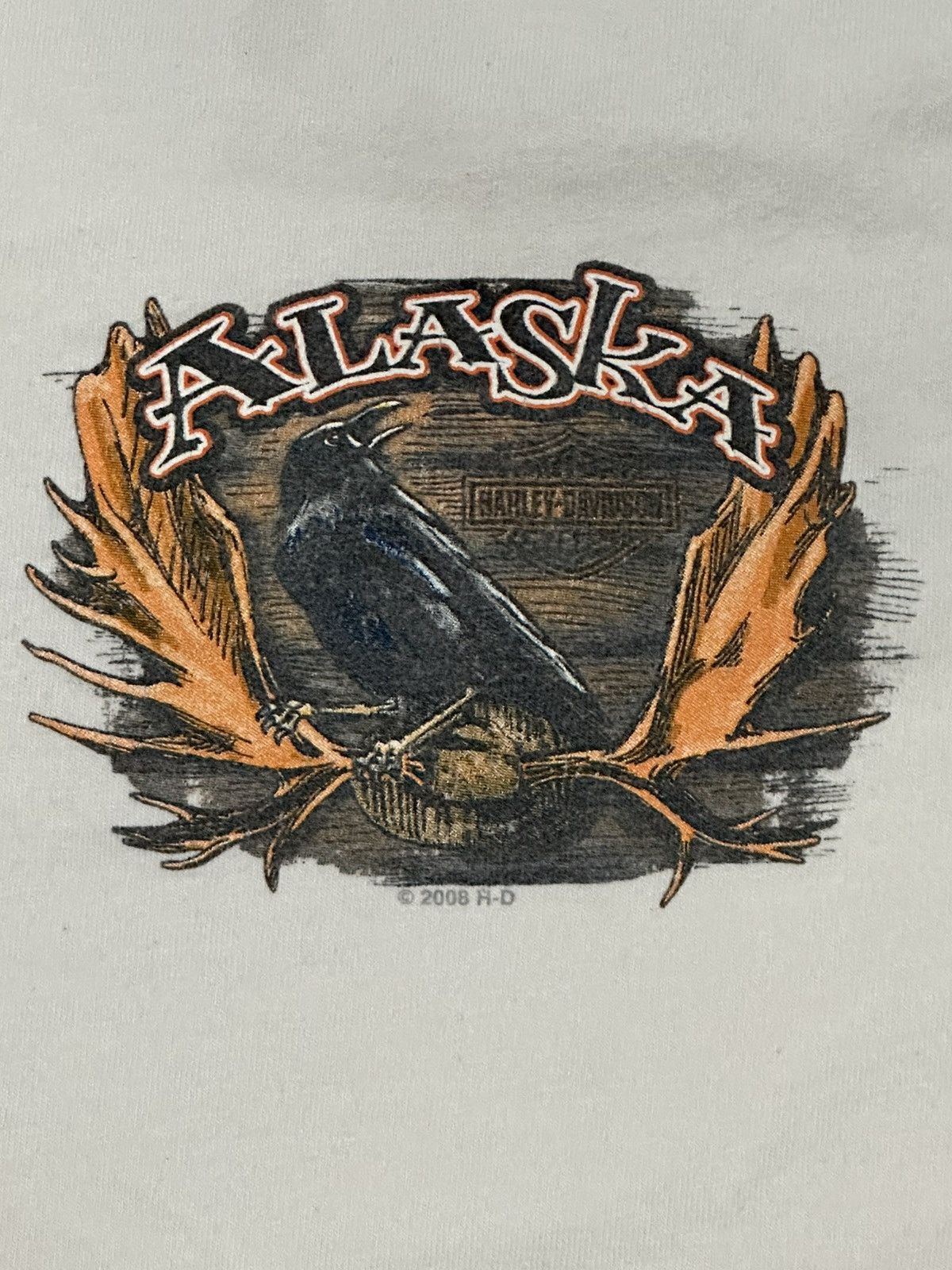 Harley Davidson × Vintage 2008 Harley Davidson Fairbanks Alaska Crow T-Shirt Size US XXL / EU 58 / 5 - 2 Thumbnail