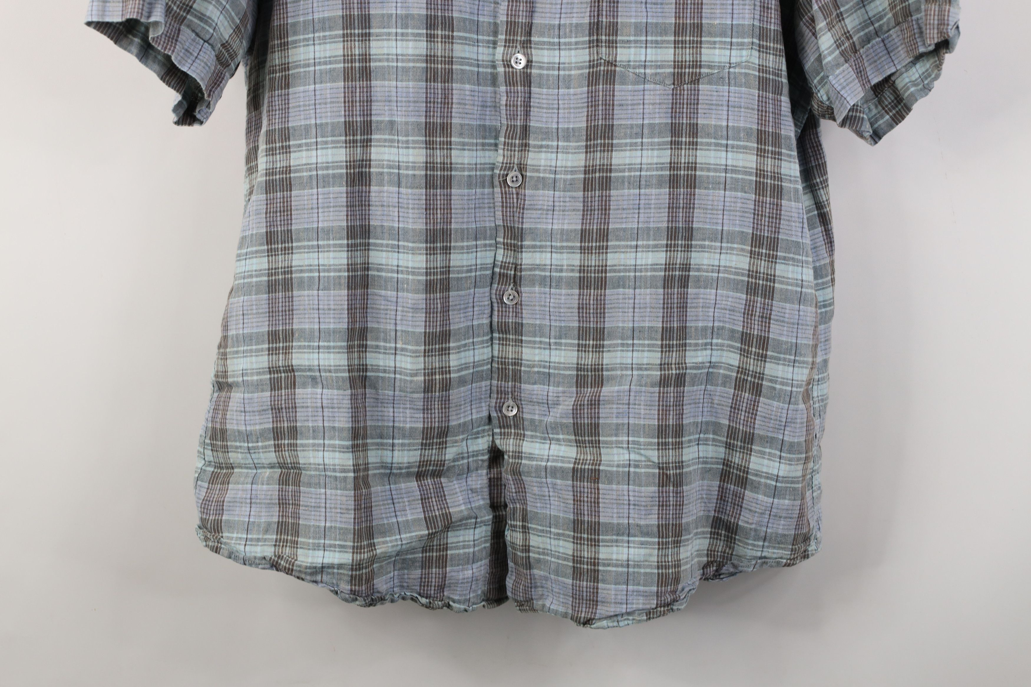 J.Crew Vintage 90s J Crew Short Sleeve Collared Button Shirt Plaid Size US L / EU 52-54 / 3 - 3 Thumbnail