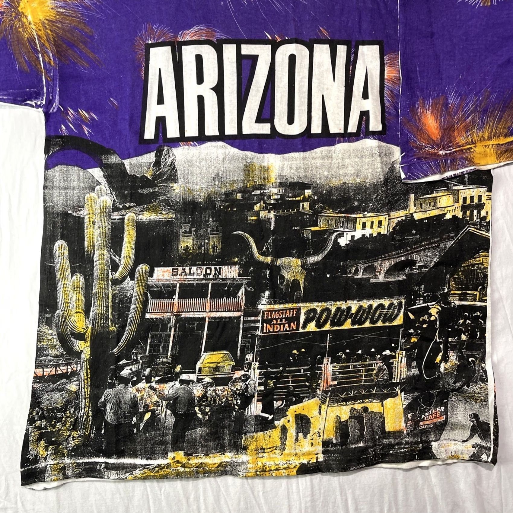 Vintage VINTAGE Sunny Arizona Shirt Mens Large Purple City Skyline All Over Print Graphic T-Shirt 90s City Western Mens Size US L / EU 52-54 / 3 - 2 Thumbnail