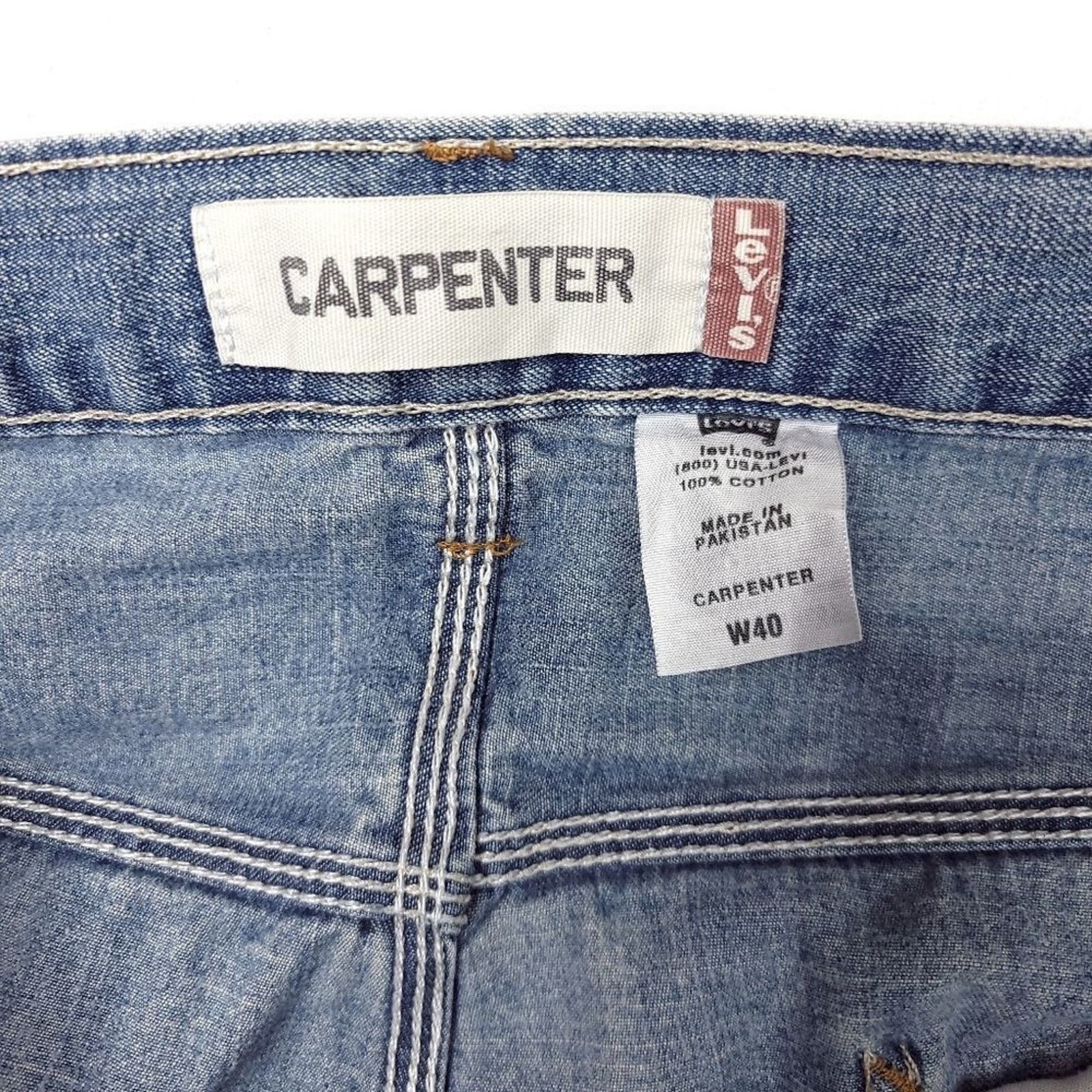 Levi's Y2K Levis Carpenter Jean Shorts Mens 40x11 Blue Cotton Size US 40 / EU 56 - 2 Thumbnail