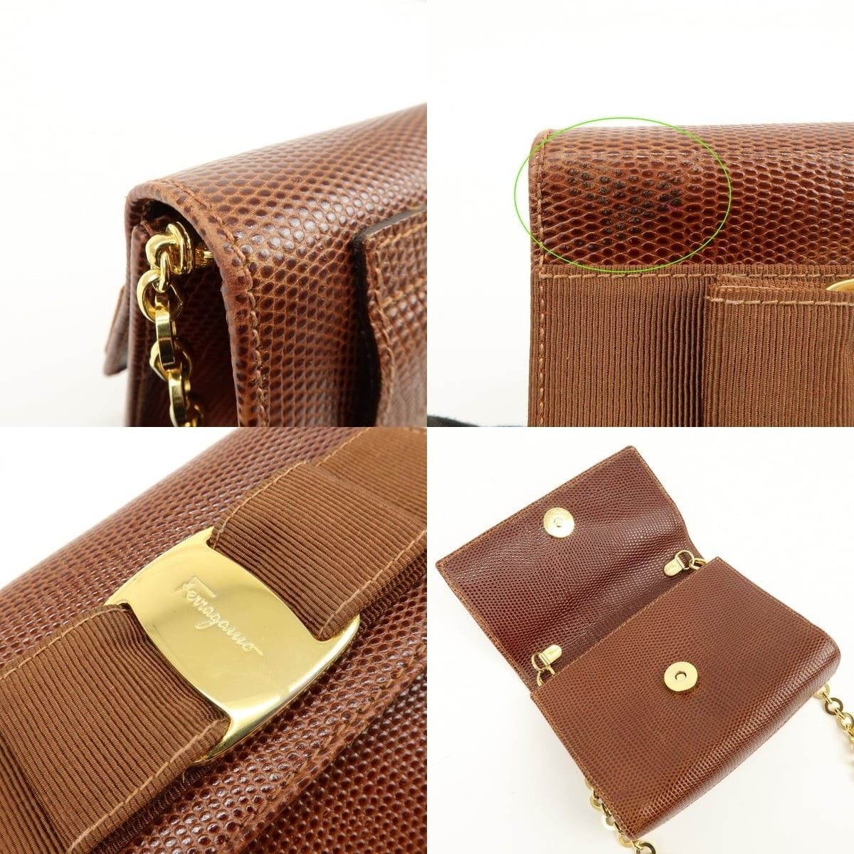 Salvatore Ferragamo Ferragamo Vara Ribbon Embossed Leather Shoulder Bag Brown Size ONE SIZE - 6 Thumbnail
