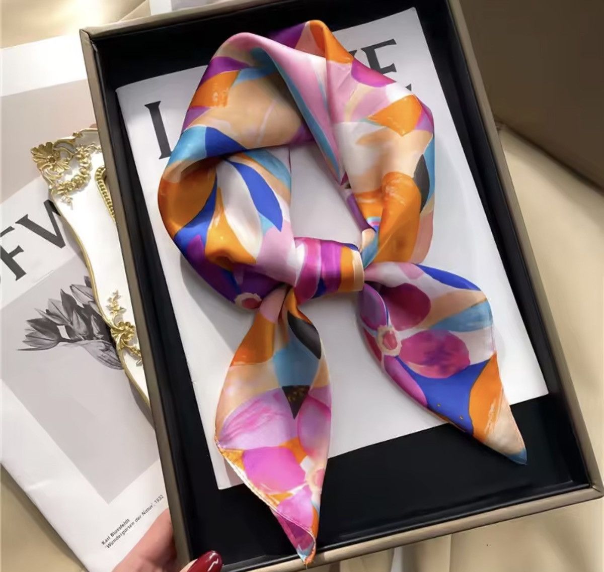 Japanese Brand ✨Elegant Bandana Square Scarf Silky Satin Print Size ONE SIZE - 1 Thumbnail