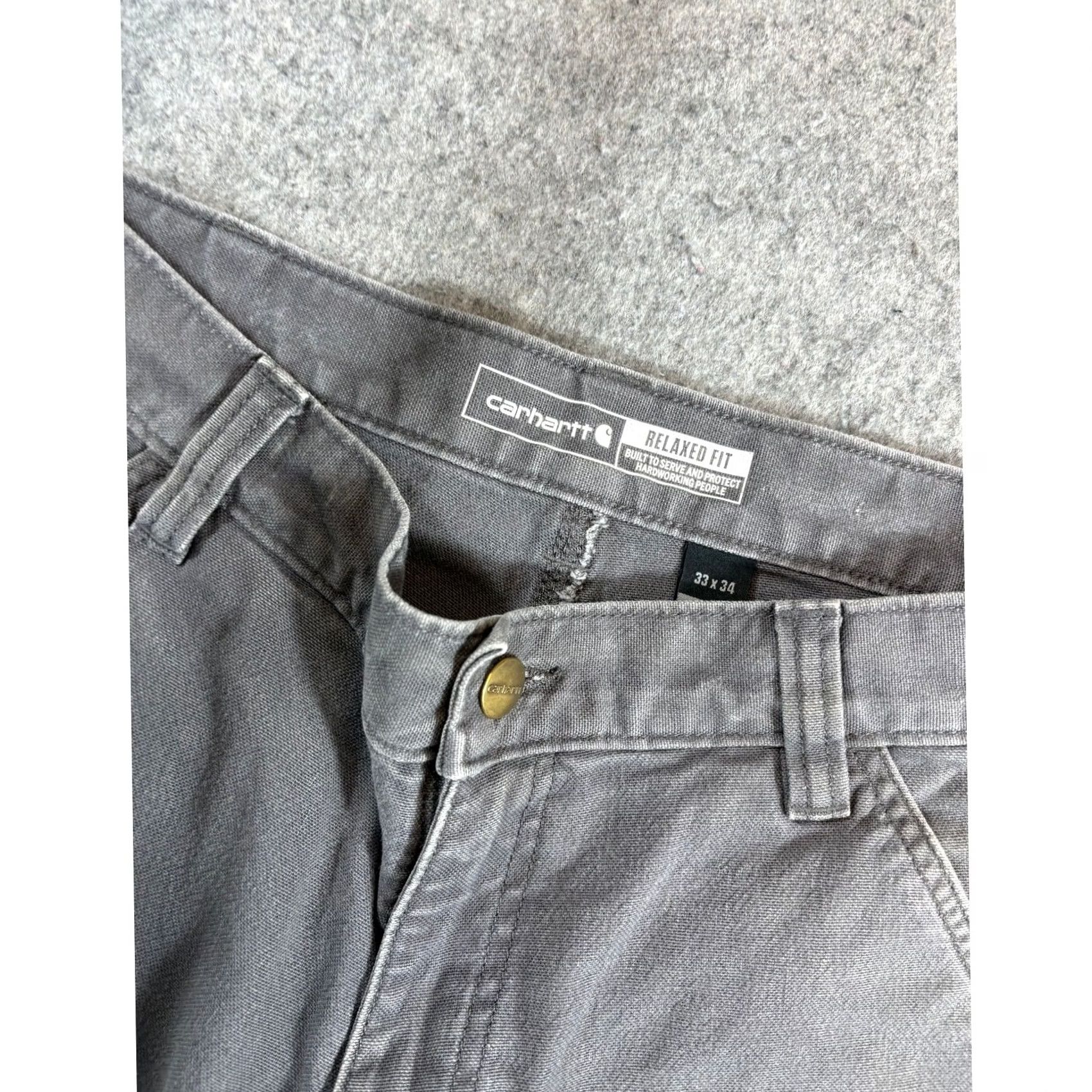 Carhartt VINTAGE Carhartt Relaxed Carpenter Pants Mens 33x34 Gray Baggy Thermal Workwear Outdoor Mens Size US 33 - 5 Thumbnail