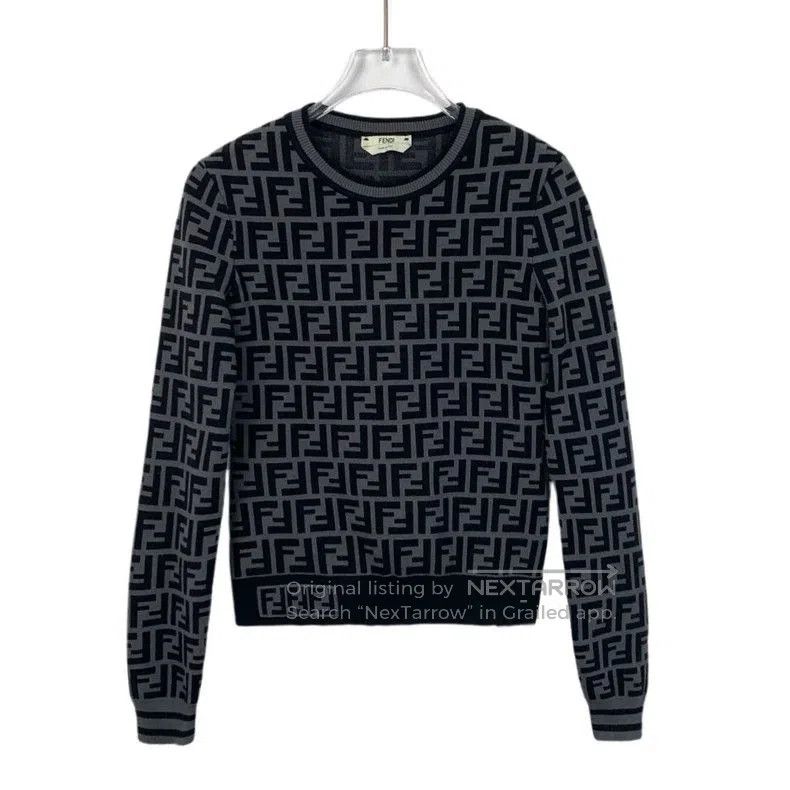 Fendi Fendi Logo Print Crewneck Knit Sweater. Size US XS / EU 42 / 0 - 1 Thumbnail