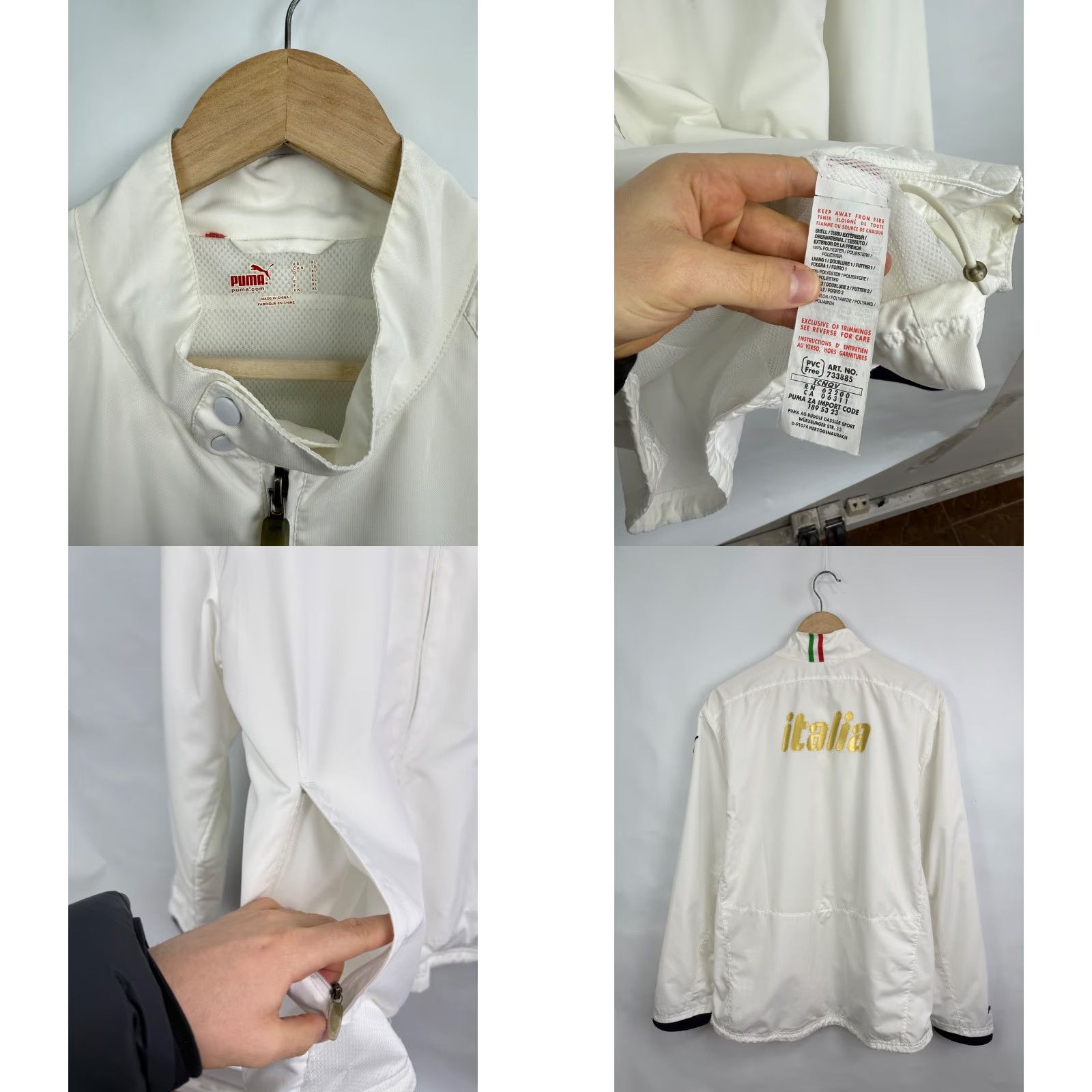Puma VINTAGE Puma Italy Soccer Jersey Zip Jacket Retro Rare XL White Mens Jacket Size US XL / EU 56 / 4 - 8 Thumbnail