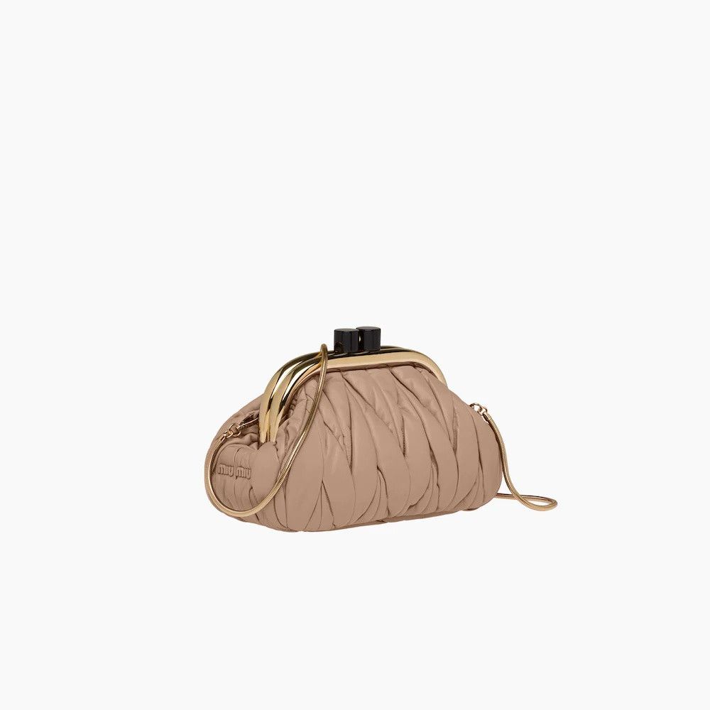 Miu Miu o1la1rc1a0925 Size: OS / Belle Nappa Clutch in Beige Size ONE SIZE - 2 Thumbnail