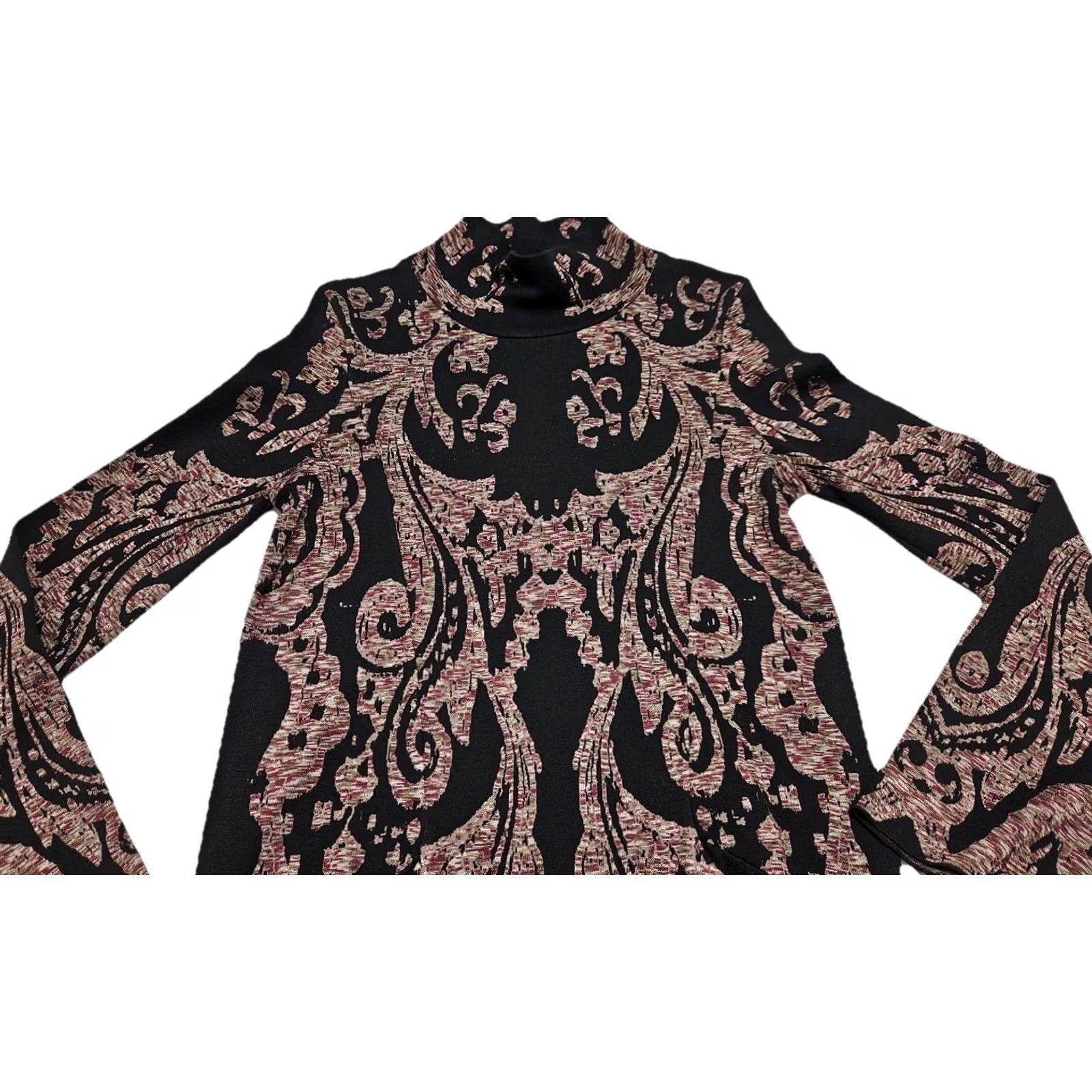 Free People Free People Mini Dress Small Petite Black Pink Paisley Boho Bell Sleeve Mock Neck Pullover Knit Lightweight Womens Short 34” Size S / US 4 / IT 40 - 4 Thumbnail