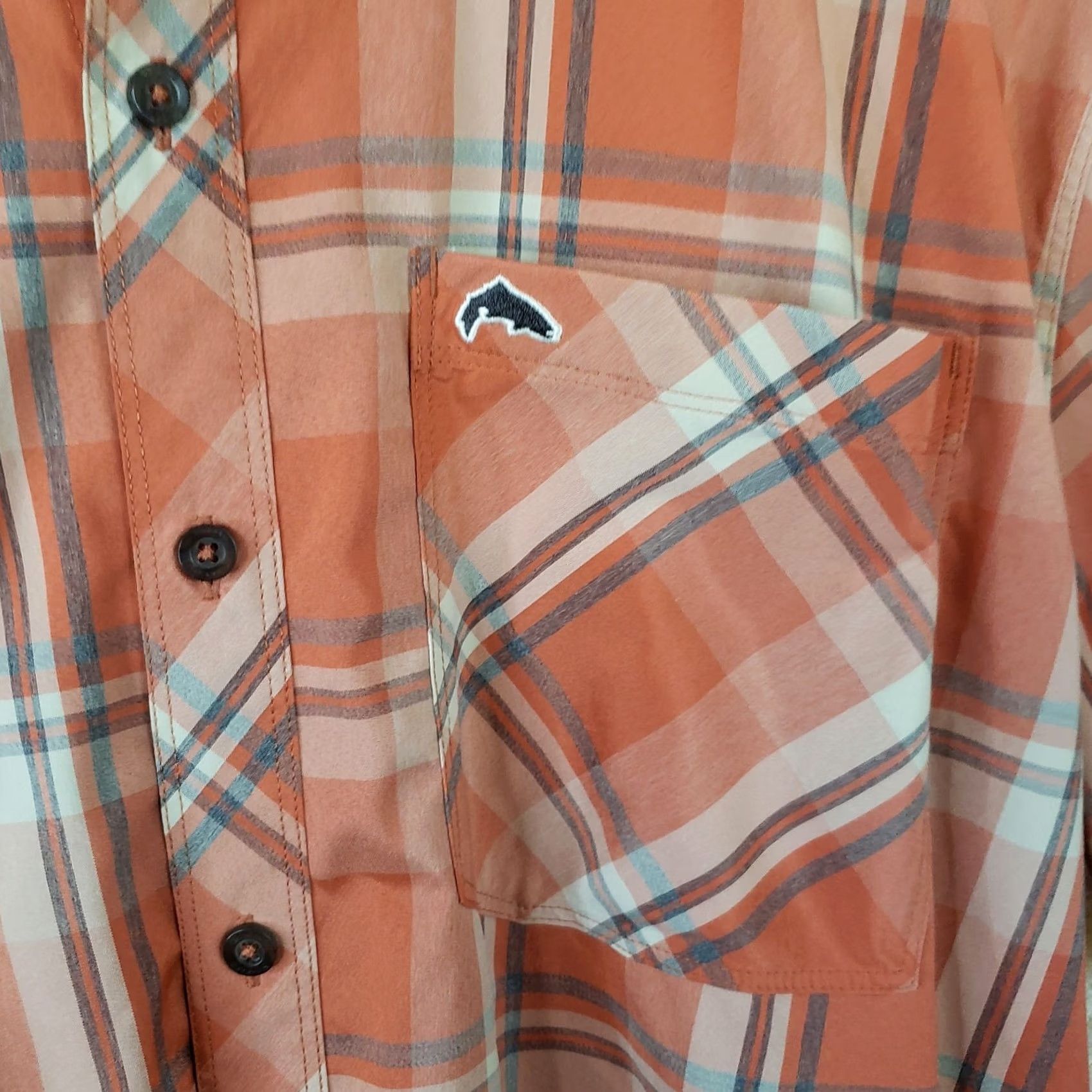 Vintage Simms Shirt Mens XL Salmon Plaid Short Sleeve Fishing Button Up Outdoor Hiking Size US XL / EU 56 / 4 - 4 Thumbnail