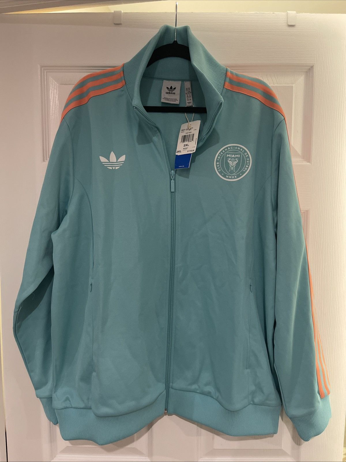Adidas Inter Miami CF Soccer Track Jacket Aqua Orange XXL