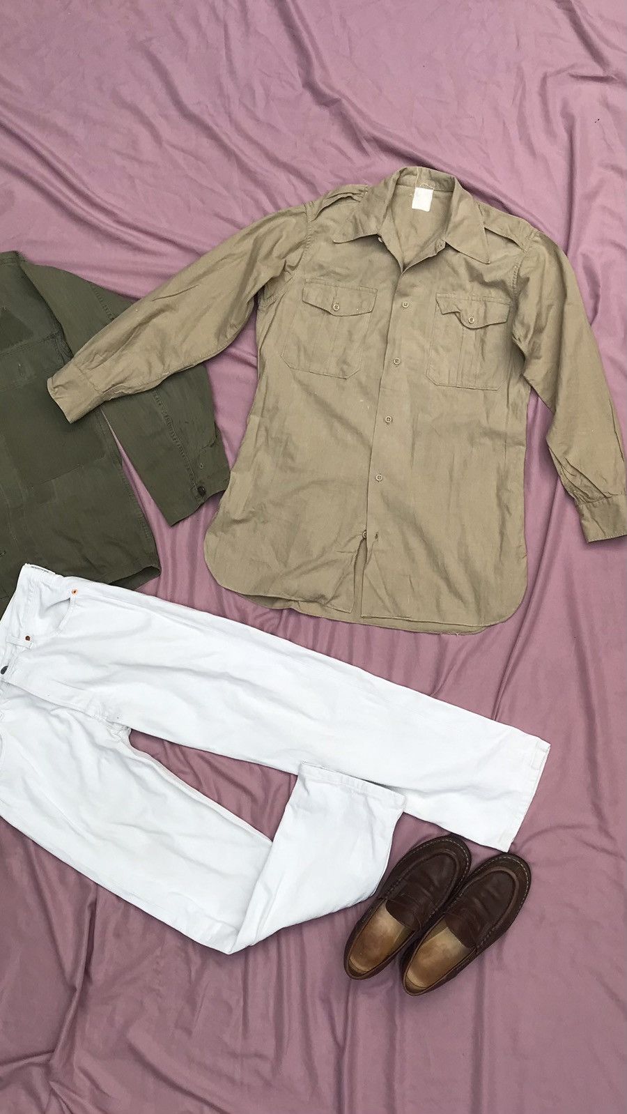 Other FRENCH ARMY 50s ARMY OFFICER BUTTON UP, HEMP COTTON BLEND Size US M / EU 48-50 / 2 - 1 Thumbnail