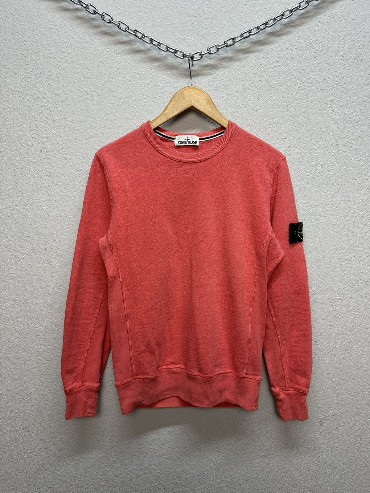 Vintage Vintage Stone Island Pink Sweatshirt Cotton Patch Logo Size US S / EU 44-46 / 1 - 1 Thumbnail