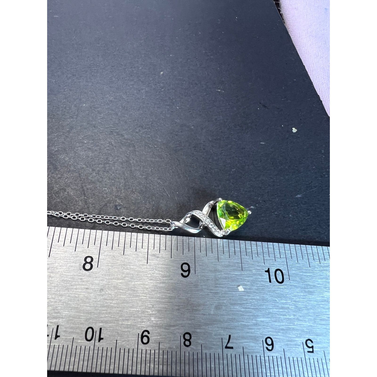 Other Trilliant cut peridot and sterling silver pendant and chain Size ONE SIZE - 3 Thumbnail