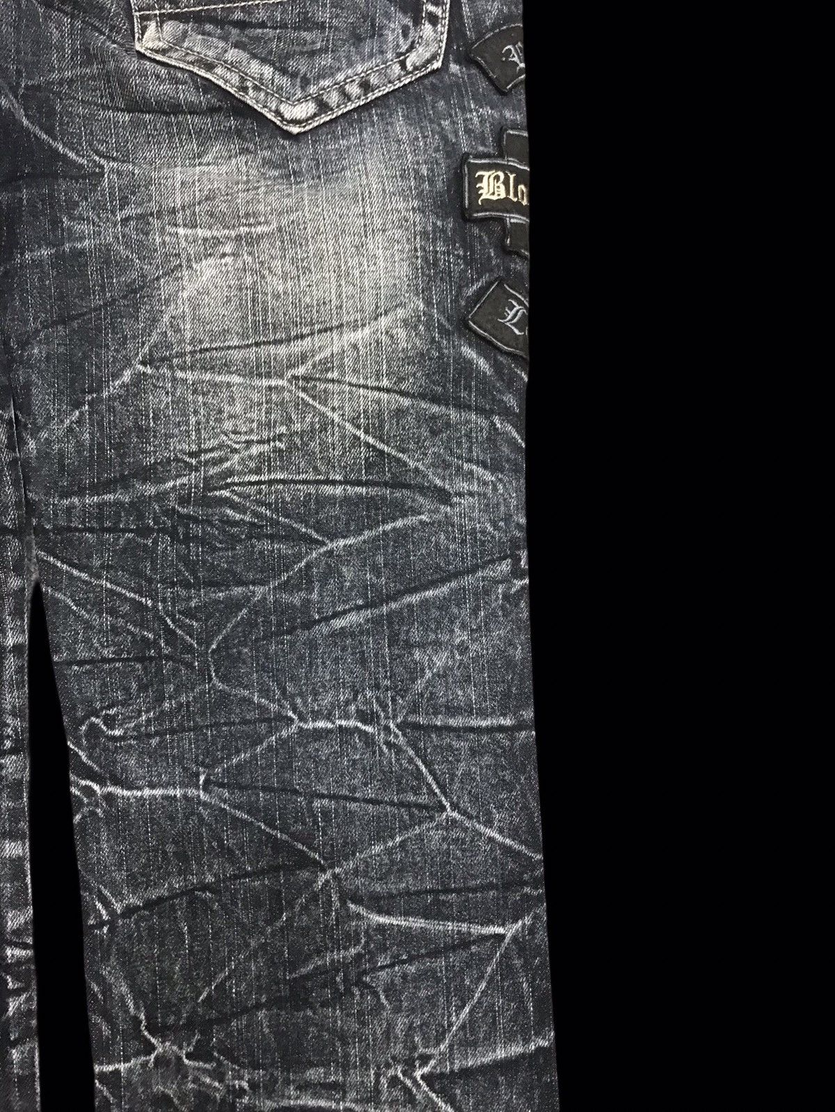 Japanese Brand 💥PUNK DENIM💥BLOW BY BLUE CRACKED FADES PATCHES DENIM F185 Size US 31 - 14 Thumbnail