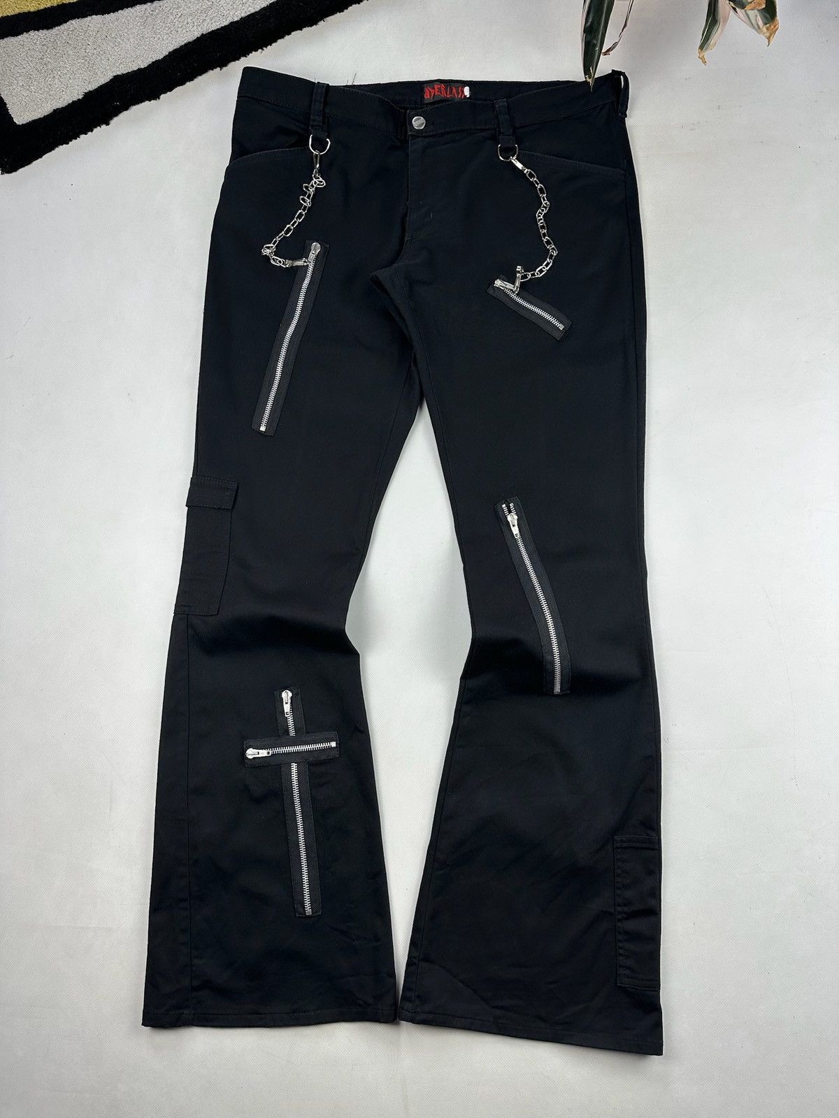 Japanese Brand RARE Aderlass Bondage Pants Cyber Punk flared Size US 35 - 2 Thumbnail
