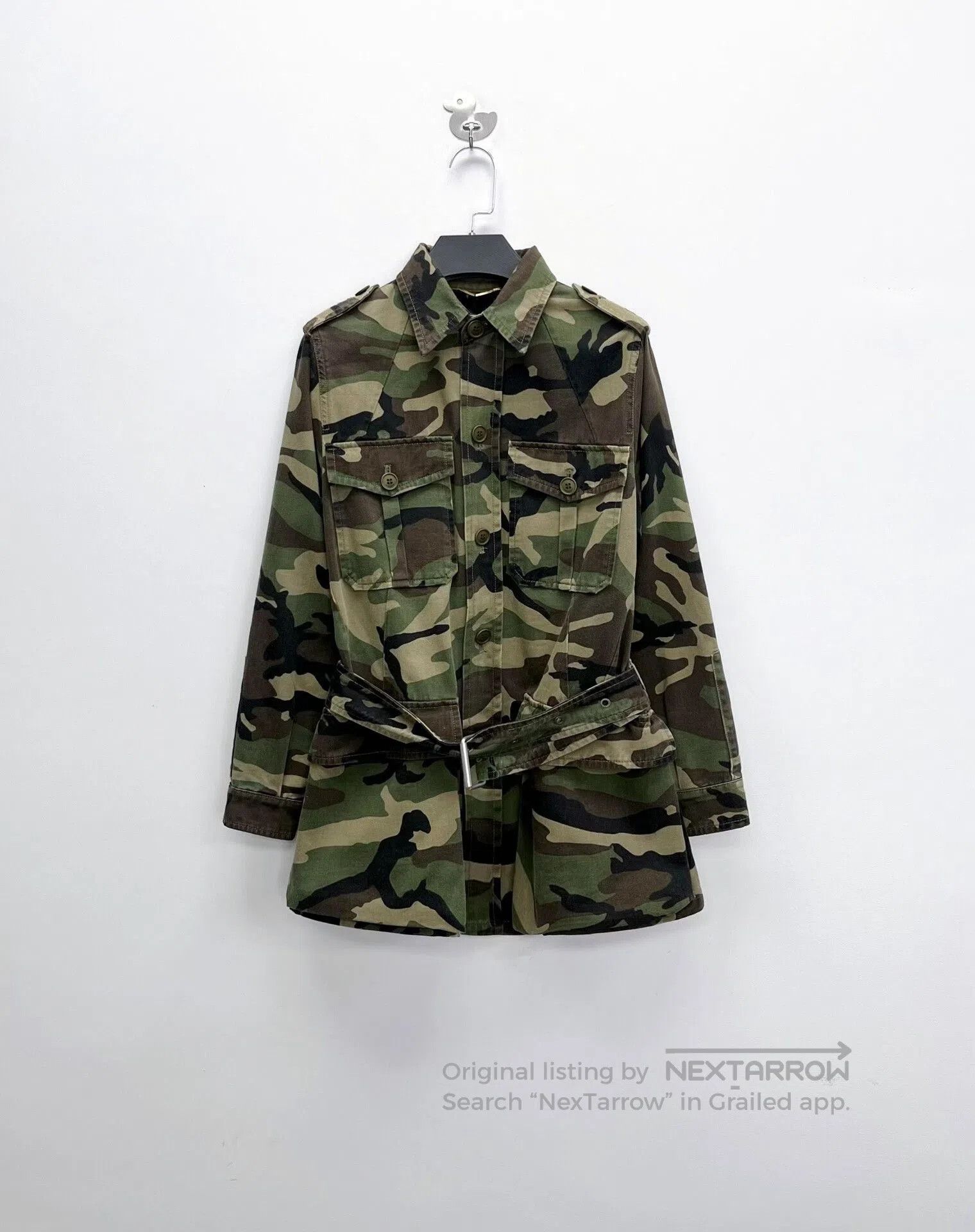 Saint Laurent Paris military green camouflage jacket with embroidery. Size US S / EU 44-46 / 1 - 1 Thumbnail