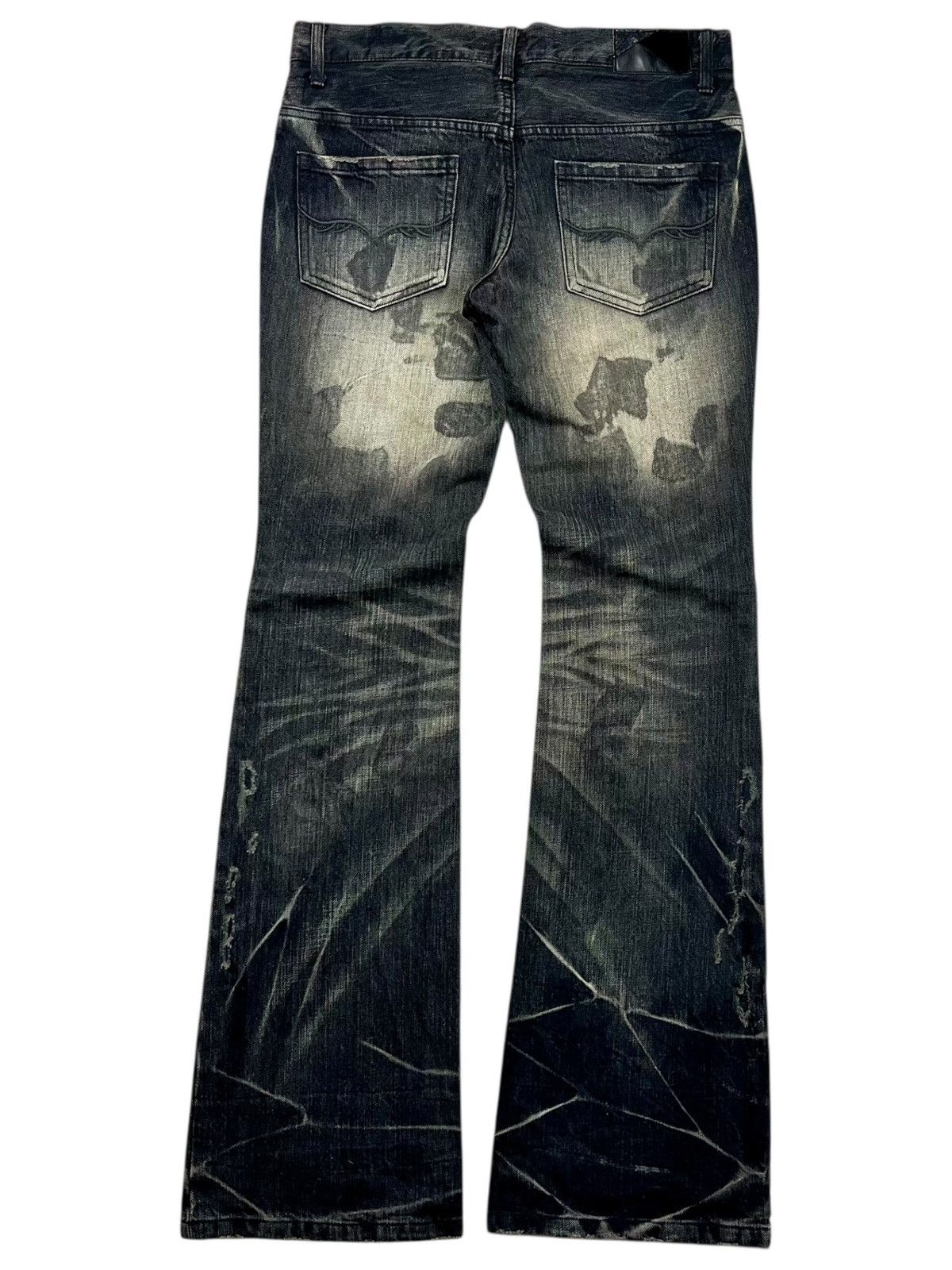 GOSTAR DE FUGA 2000s Fuga - Vkei Style Crashed Flared Denim Pants Size US 29 - 2 Thumbnail