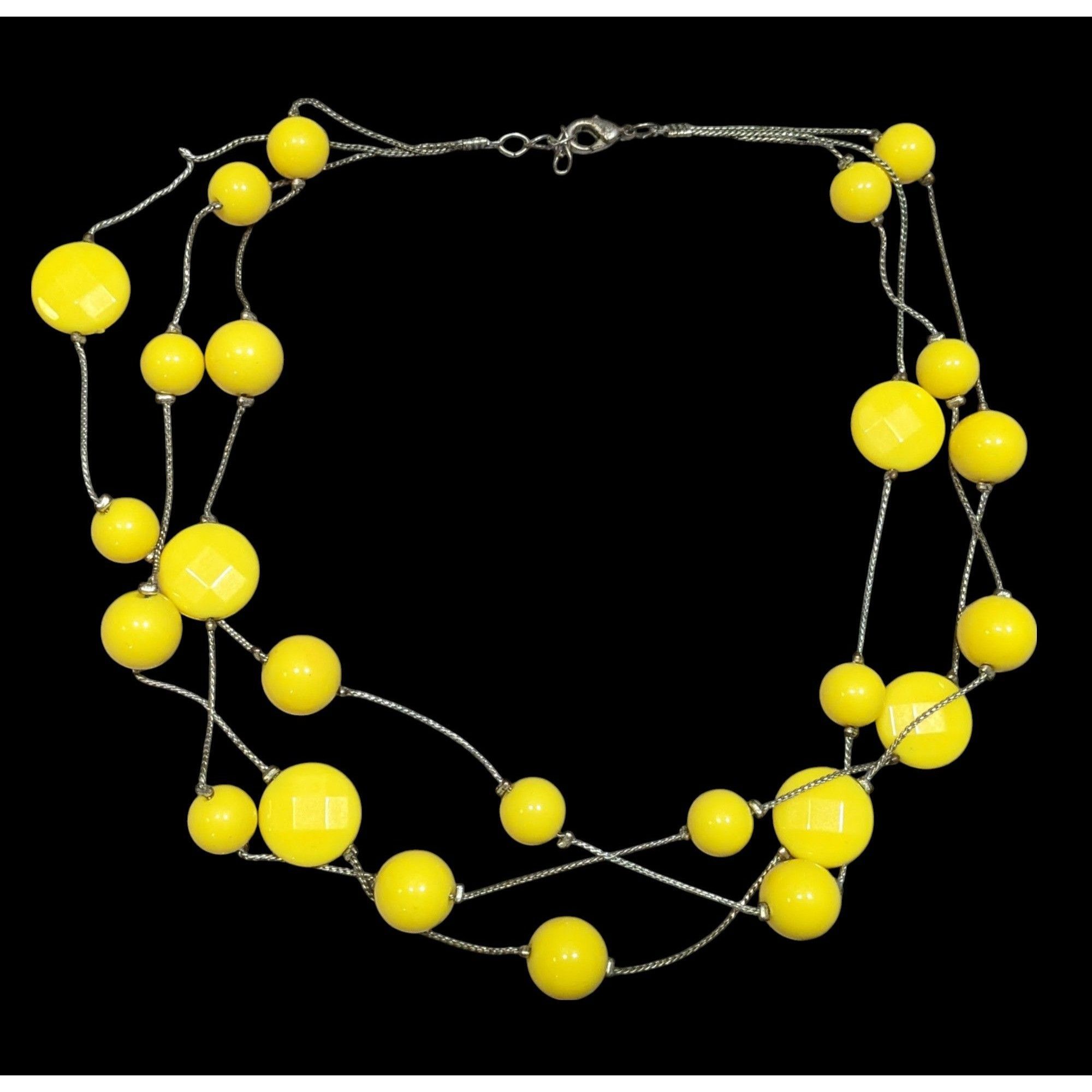 Other Funky Yellow Beaded Silver Chain Floating Necklace Size ONE SIZE - 1 Thumbnail