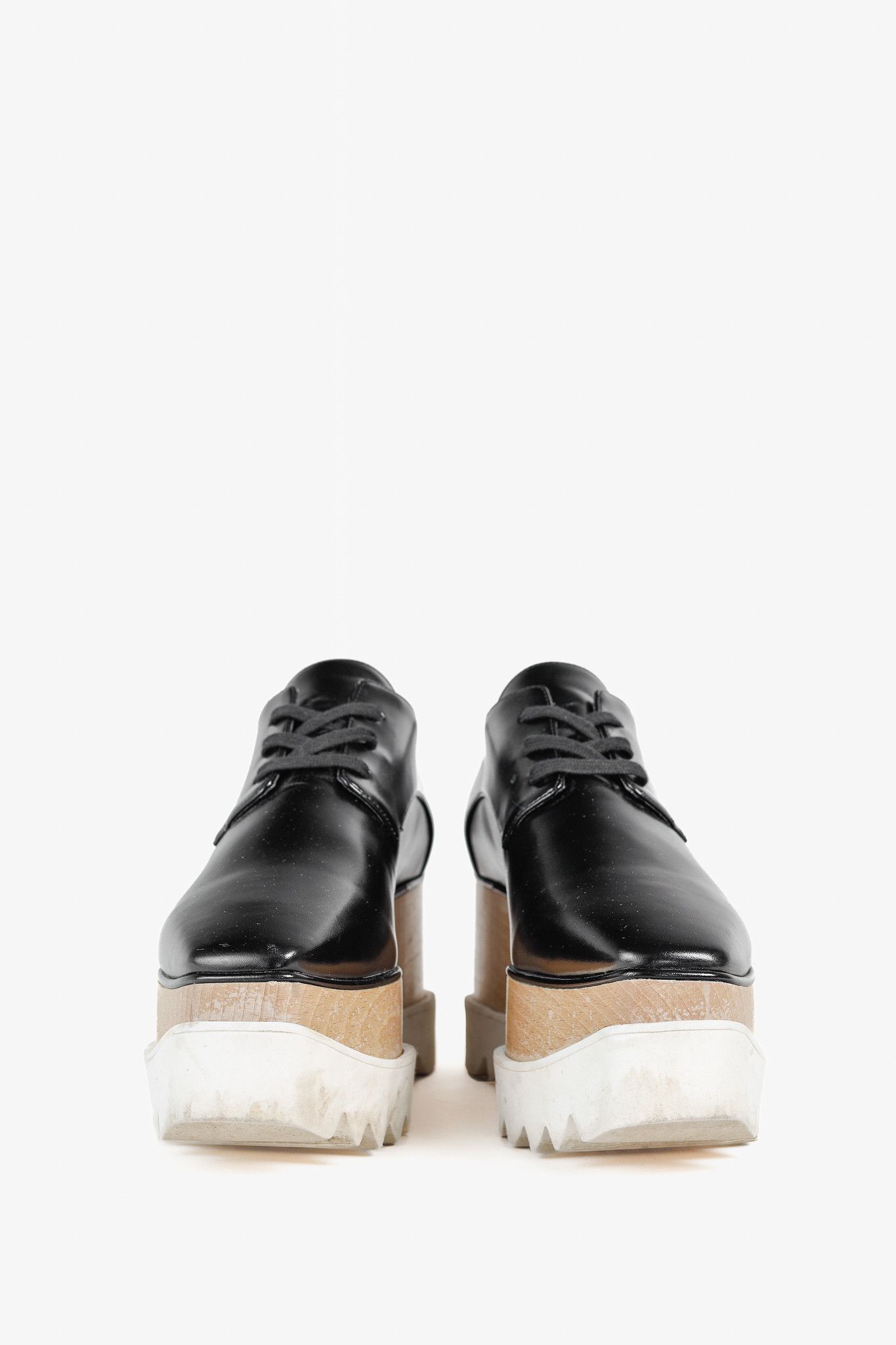 Stella McCartney Stella McCartney Elyse Black Vegan-Leather Lace-Up Platforms Size US 7.5 / IT 37.5 - 2 Thumbnail