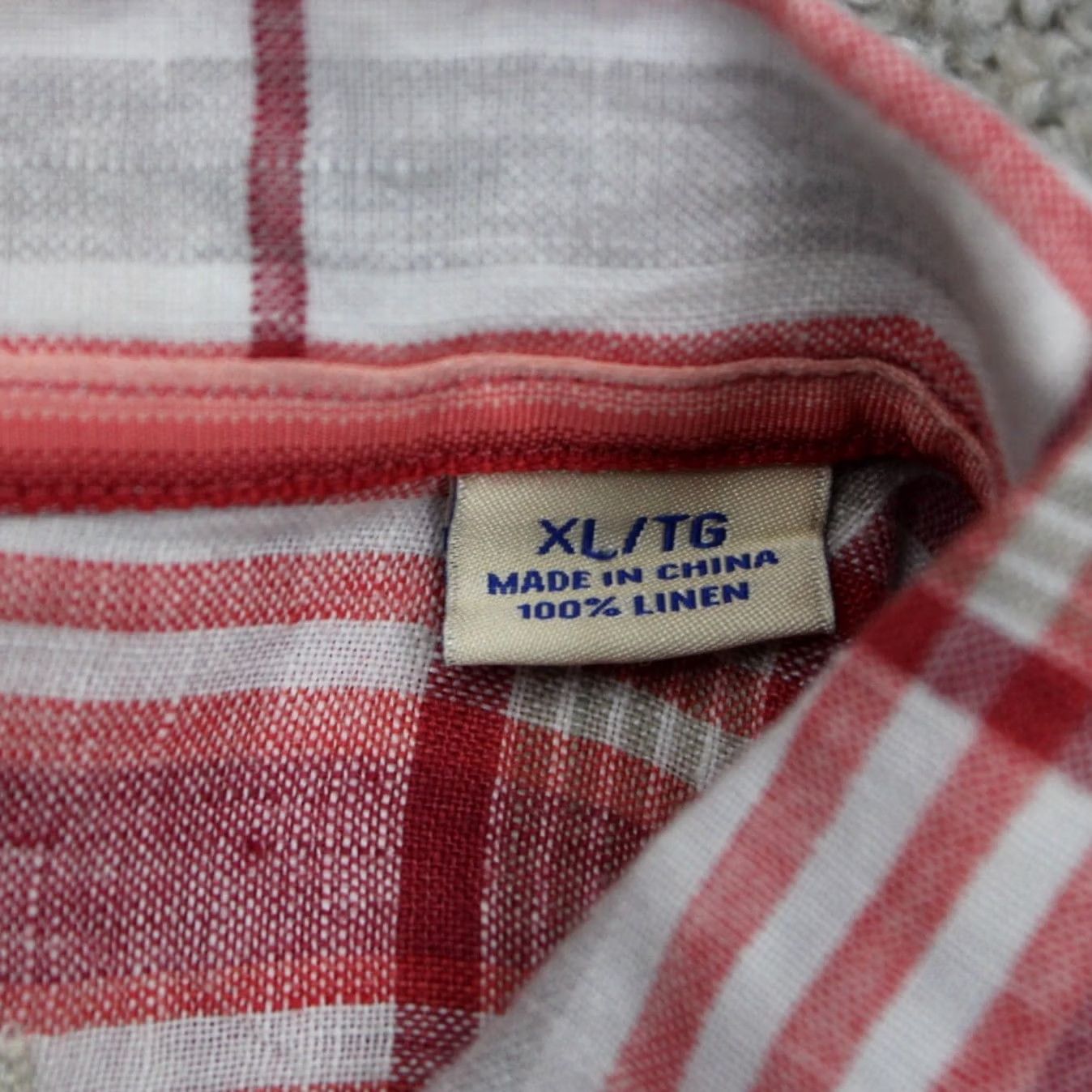 Tommy Bahama Tommy Bahama Shirt Mens XL Red/White Linen 100% Button-Up Short Sleeve Plaid/Casual Travel Vintage: No Size US XL / EU 56 / 4 - 7 Thumbnail