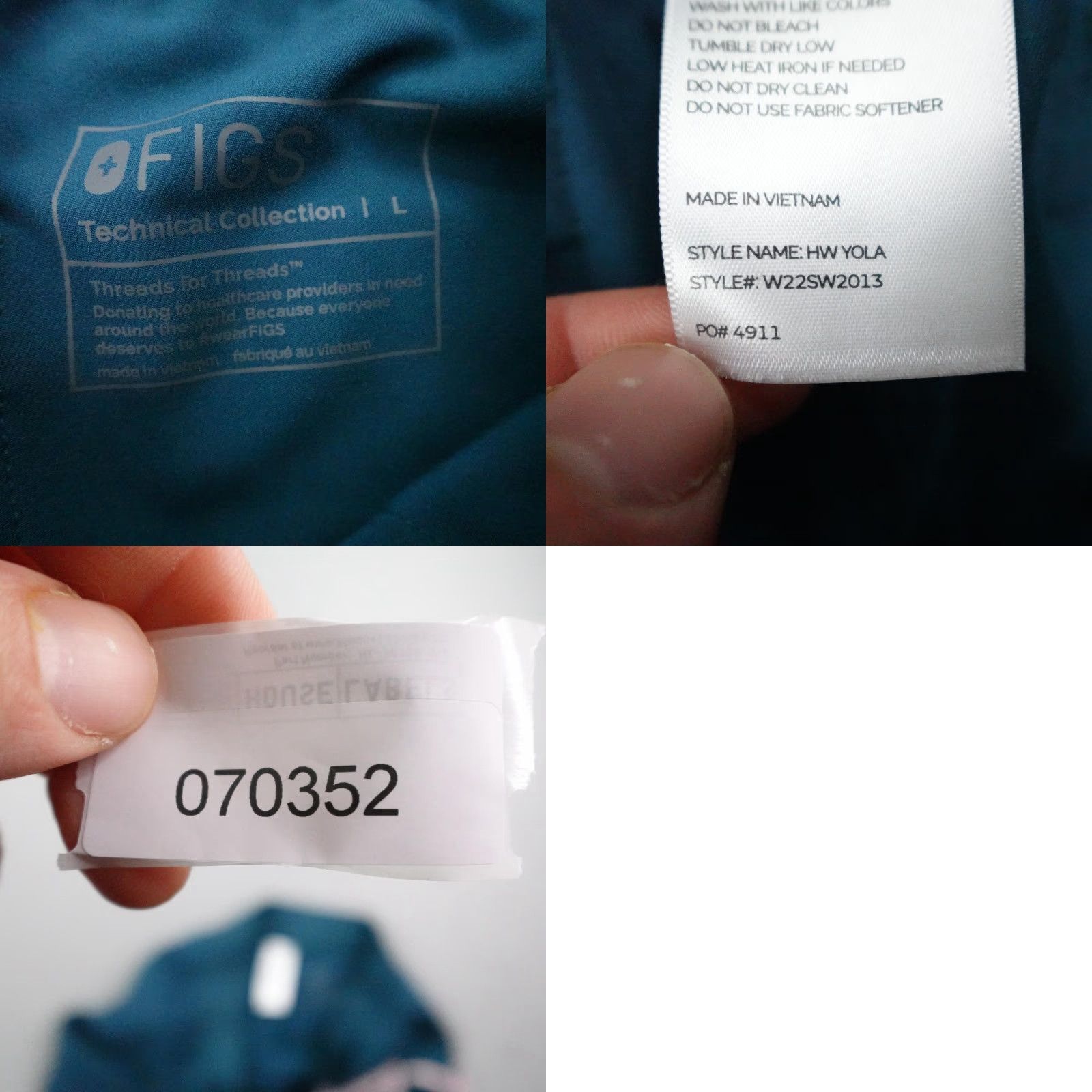 Vintage FIGS Pants Womens Large Blue Teal Yola Cargo Scrub Bottoms Nurse Medical 4911 Size 36" / US 14 / IT 50 - 9 Thumbnail