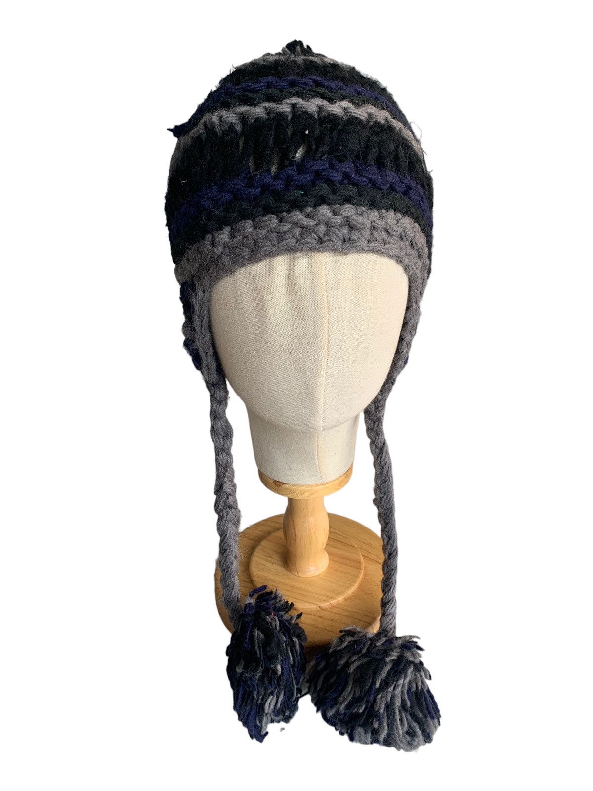 Japanese Brand × Kapital × Vintage Rare Crochet Knit Earflap Wool Beanie hats Size ONE SIZE - 3 Thumbnail