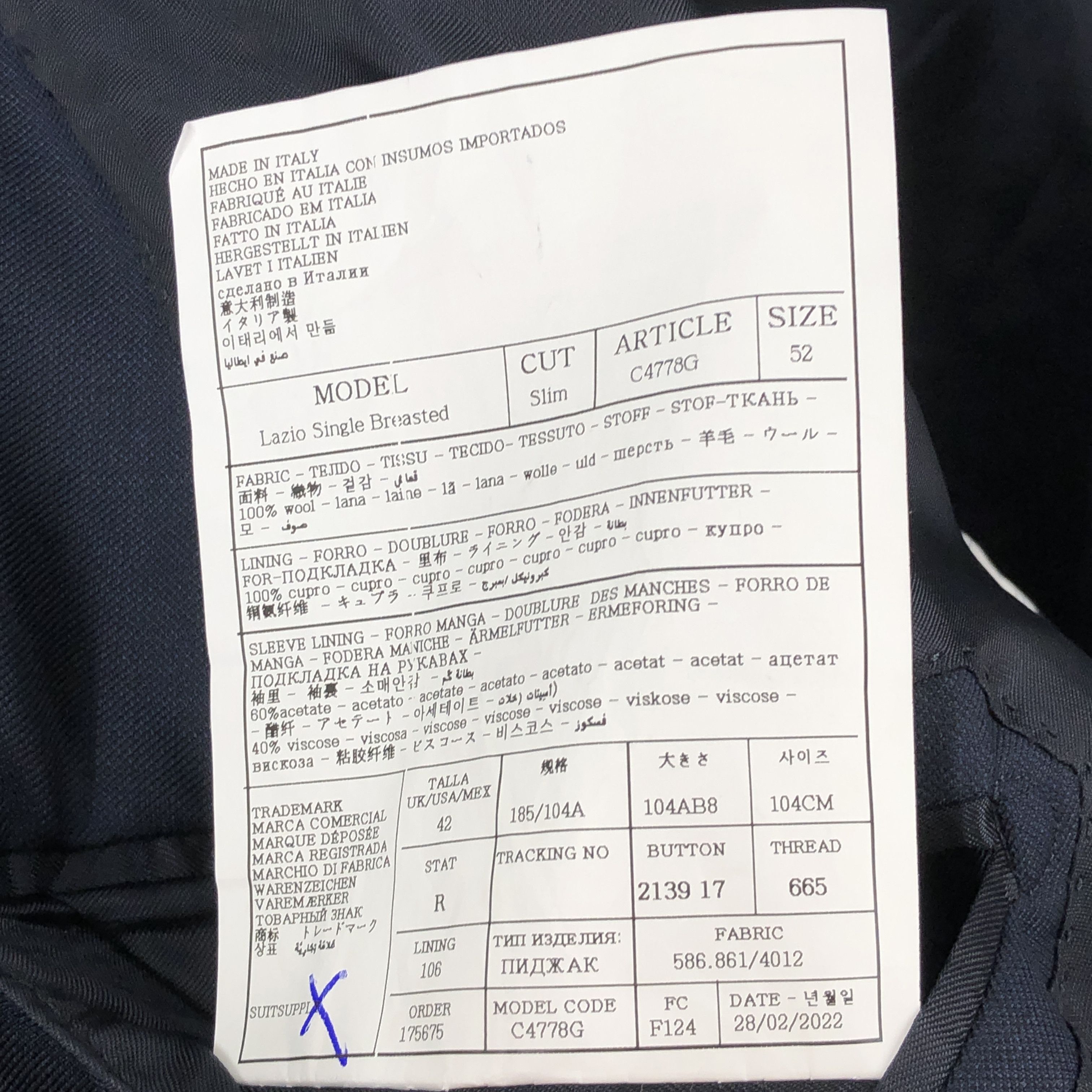 Suitsupply Lazio Single Breasted Wool Blazer Size EU:52; UK:42; US:42S Size 42S - 9 Thumbnail