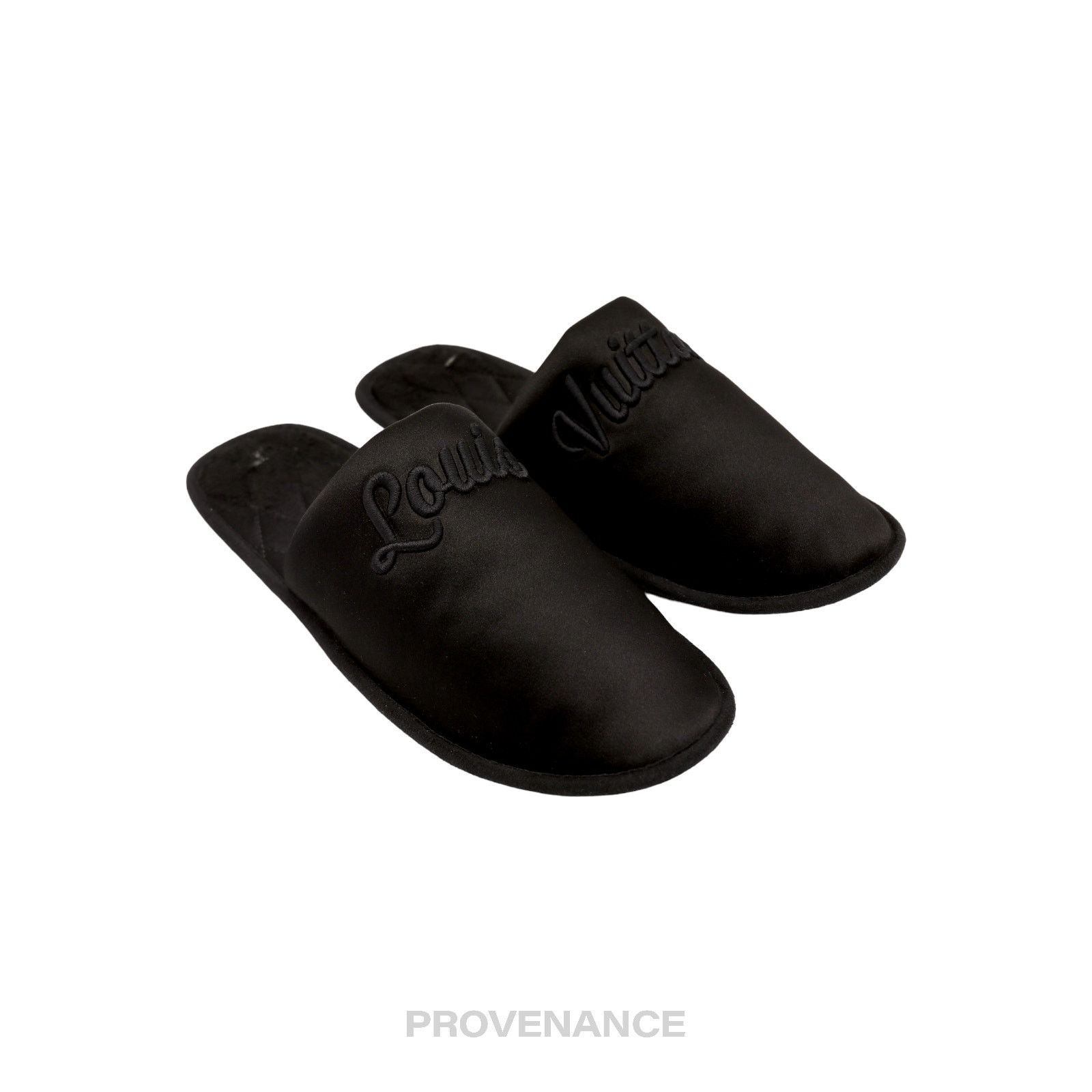 Louis Vuitton 🔴 Louis Vuitton Slipper - Script Embroidered Black Size US 7 / IT 37 - 3 Thumbnail