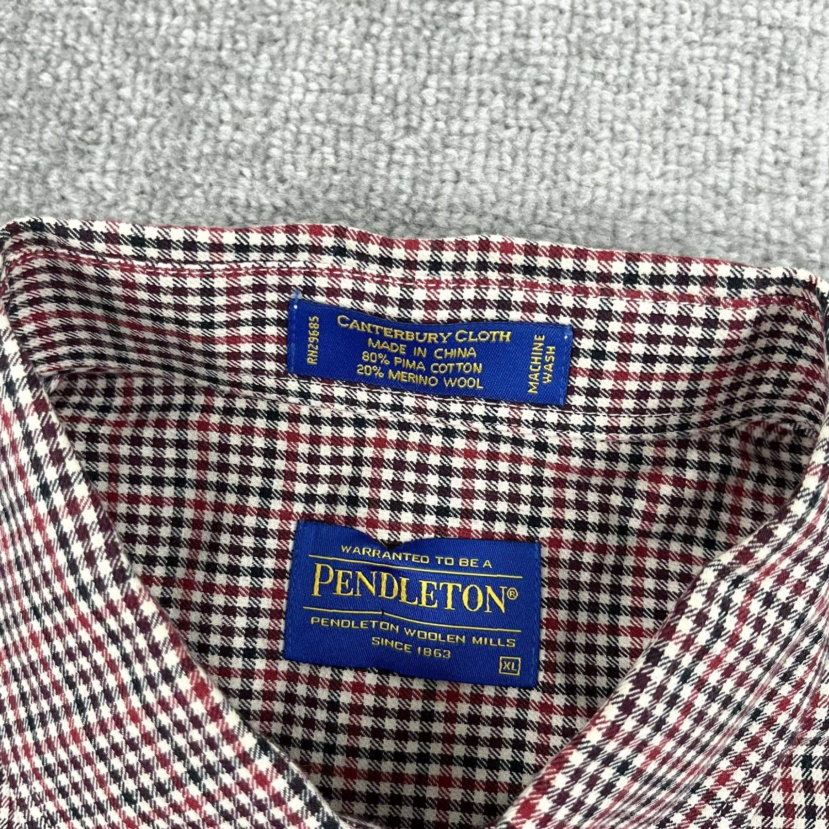 Pendleton VINTAGE Pendleton Canterbury Cloth Shirt Mens XL Plaid Button-Down Wool Blend Button-Up Size US XL / EU 56 / 4 - 2 Thumbnail